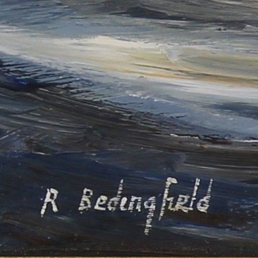 Oil On Board By Roger Bedingfield. Titled "Lydia Eva" Off Smiths Knoll Lightship photo for sale