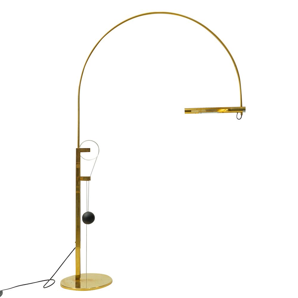 Brass Halo Mobile Floor Lamp, Baltensweiler, 1980s photo for sale