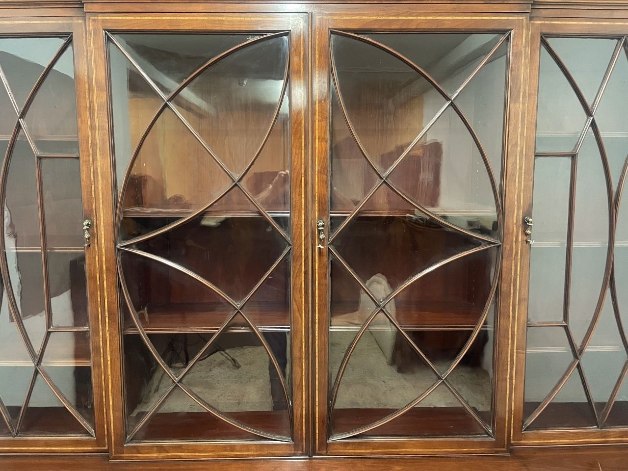 19th Century Inlaid Mahogany Breakfront Bookcase photo buy
