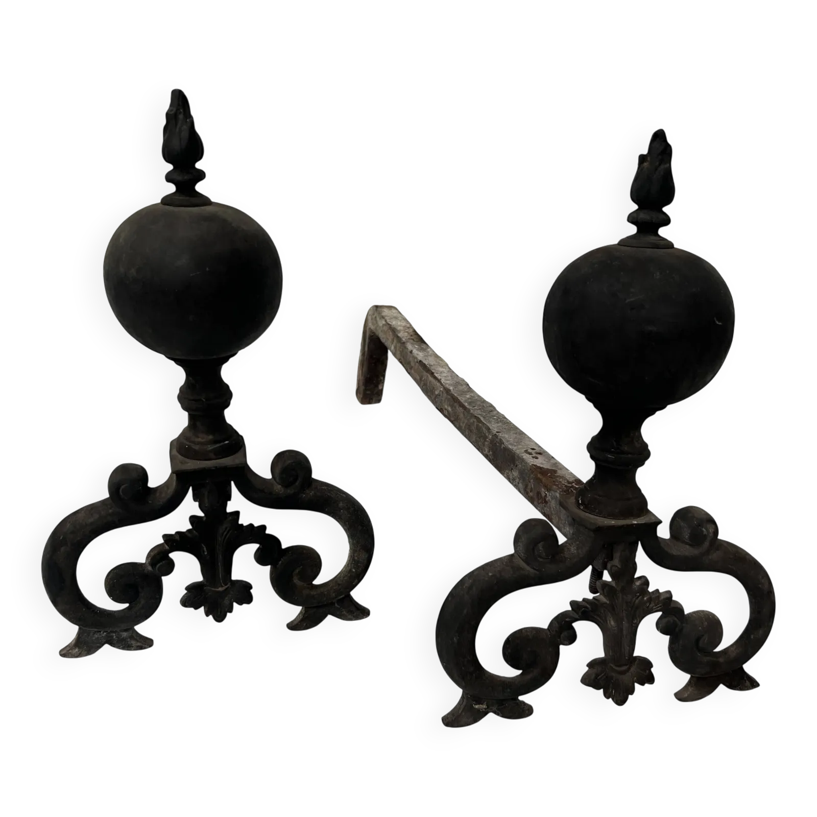 Pair Of Renaissance Style Bronze Andirons, 19th Century