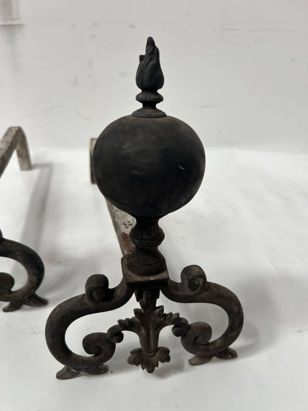 Pair Of Renaissance Style Bronze Andirons, 19th Century photo Home Fixtures