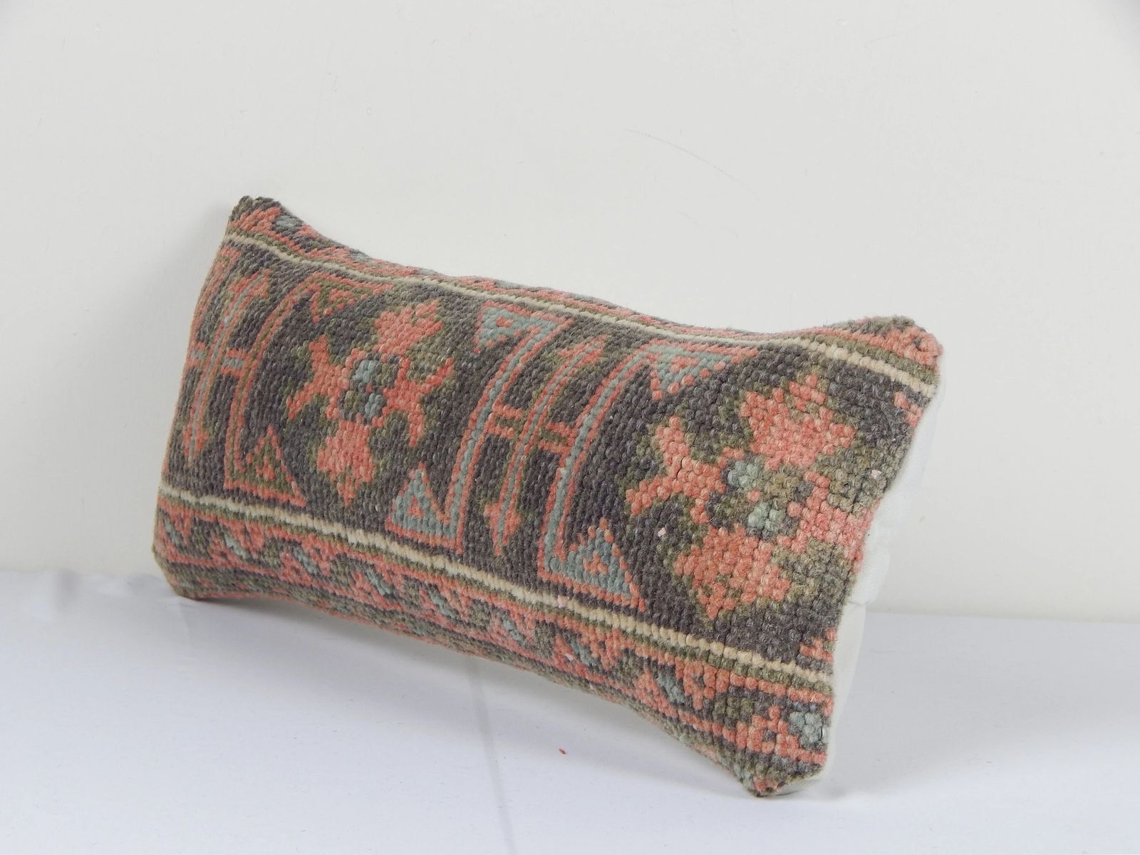 Muted Faded Carpet Rug Pillow, Faded Ethnic Turkish Yastik Pillow, Oushak Throw Carpet Pillow Cover photo for sale