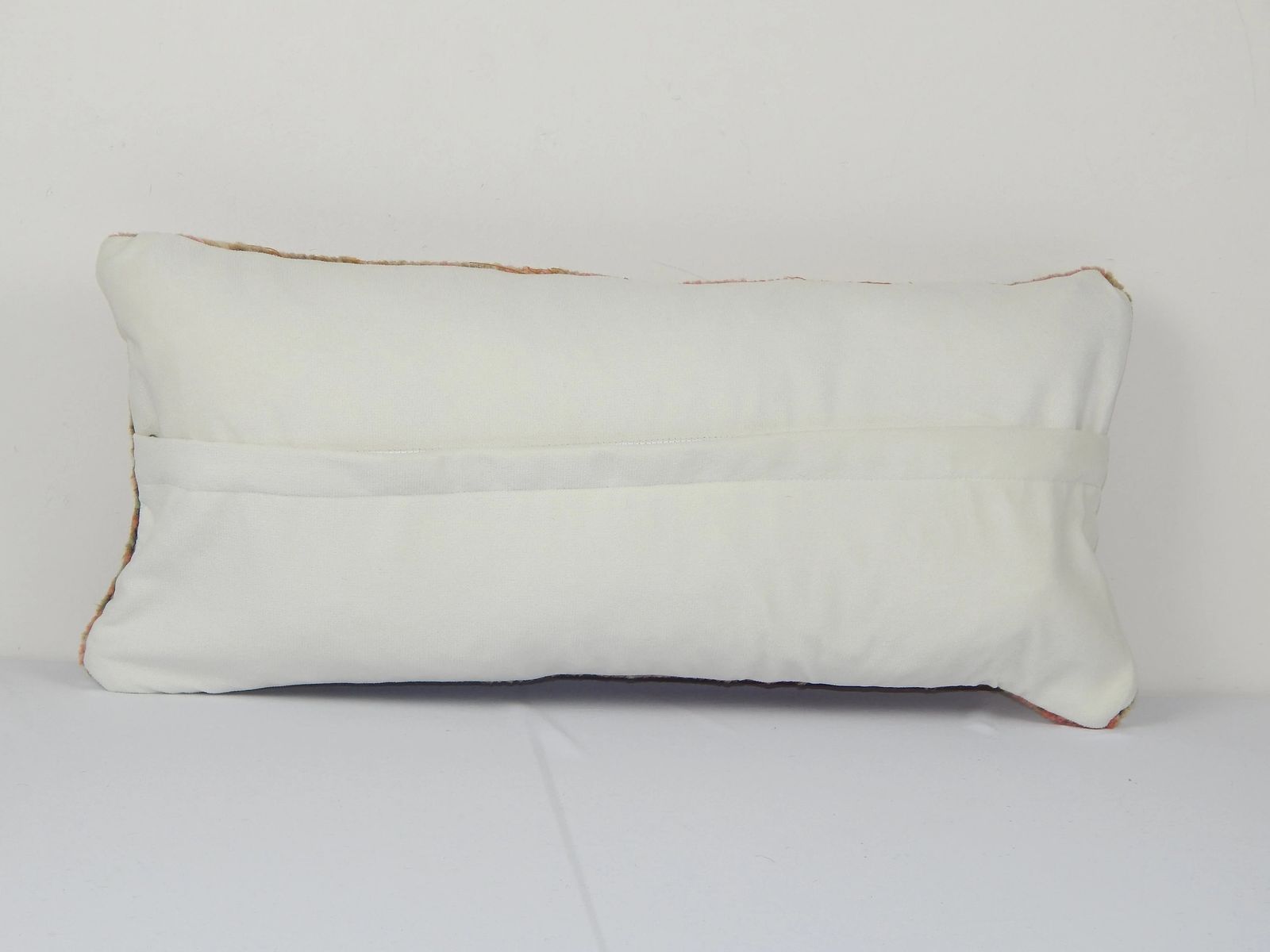 Turkish Oushak Rug Pillow Copper Cover, Small Oblong Boho Woven Rug Carpet Pillow Cover, Tribal Turkish Lumbar Cushion photo furniture