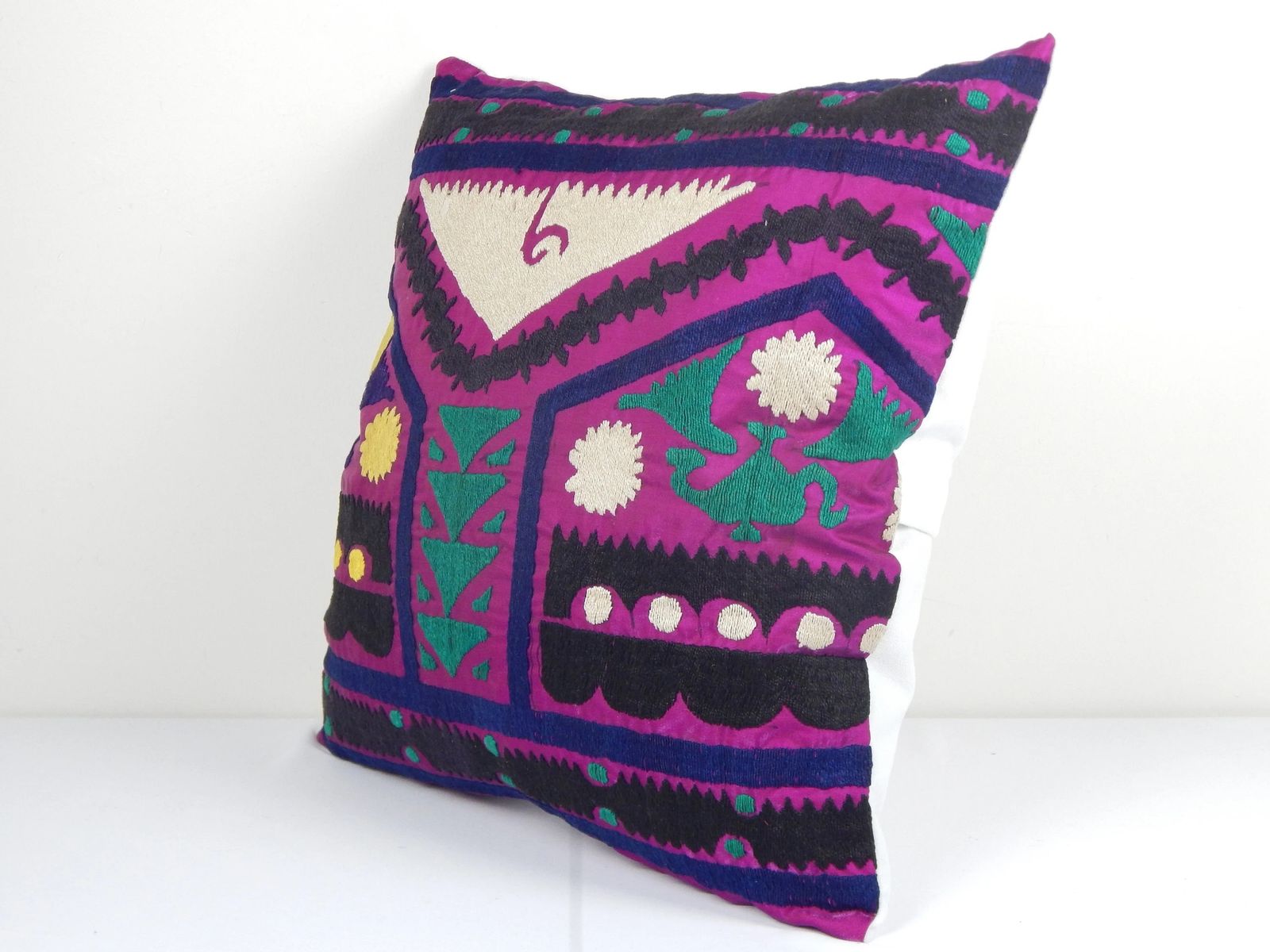 Purple Tashkent Suzani Square Pillow Case Made From A 19th Century Suzani   Samarkand Uzbek Cushion Cover   Tribal Home Decor photo furniture