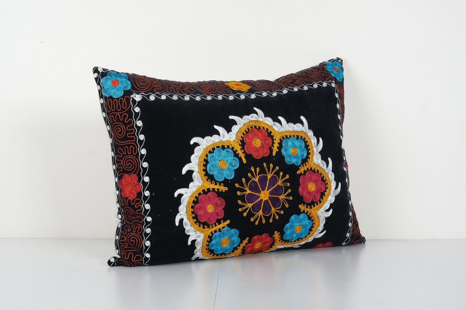 Suzani Ethnic Velvet Pillow Case Fashioned From A Mid 20th Century Uzbek Suzani Samarkand Ethnic Pillow photo furniture