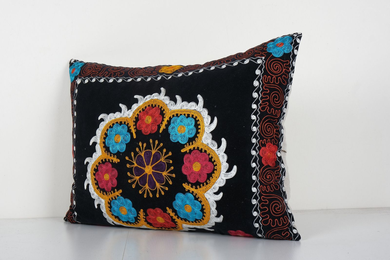 Suzani Ethnic Velvet Pillow Case Fashioned From A Mid 20th Century Uzbek Suzani Samarkand Ethnic Pillow photo Textiles