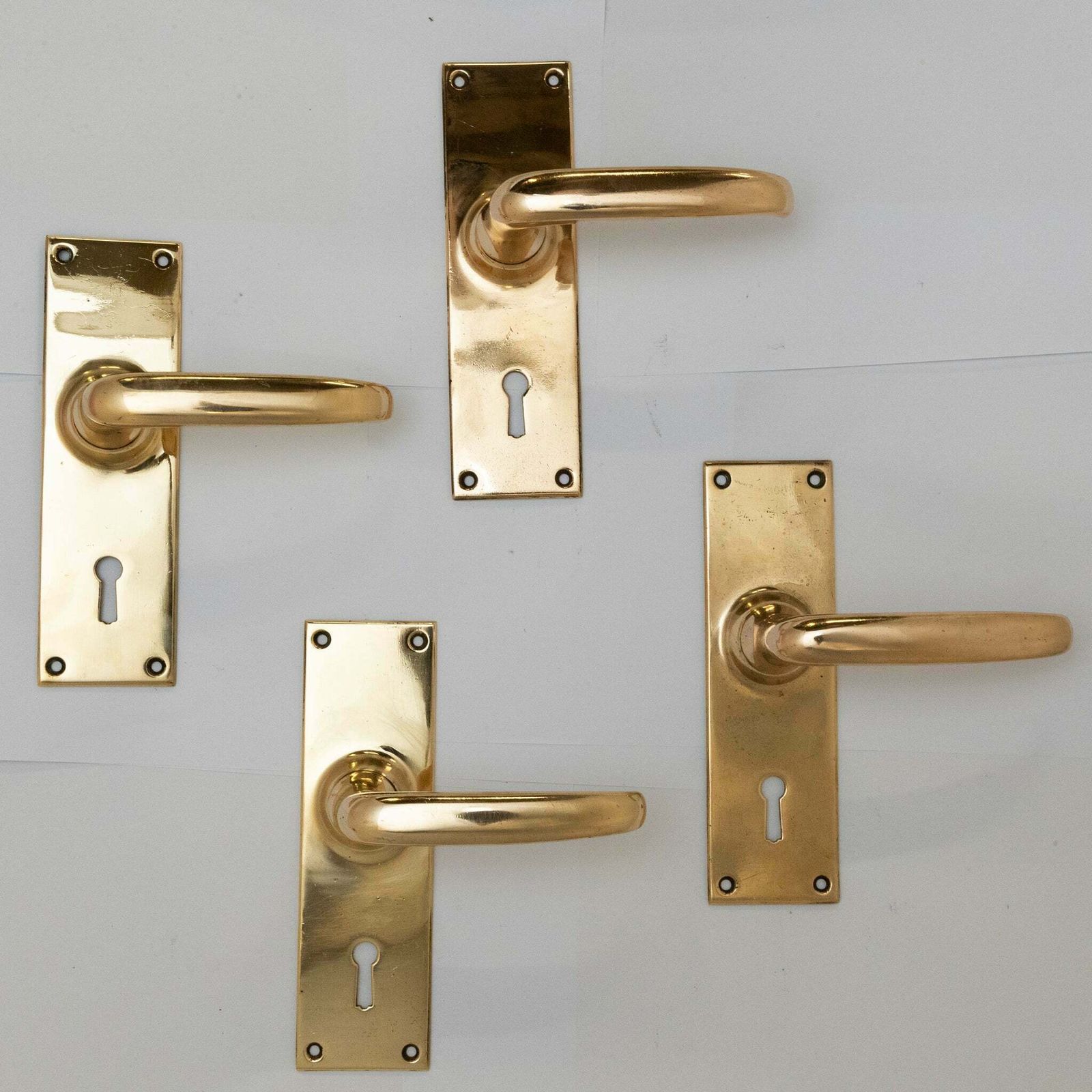 Reclaimed Polished Brass Lever Door Handles (45 Pairs Available) photo for sale