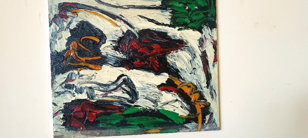 Abstract Painting Oil On Canvas Simone Ciani 90s Material photo for sale