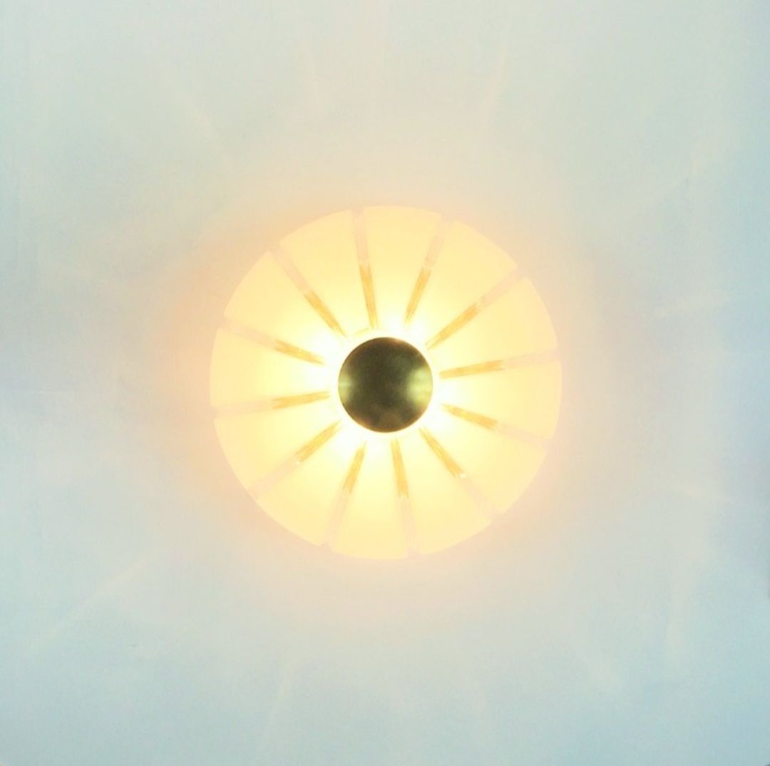 Zeer Grote Space Age Plafondlamp Van Glas En Messing, Limburg, Duitsland, Jaren 1970 photo buy