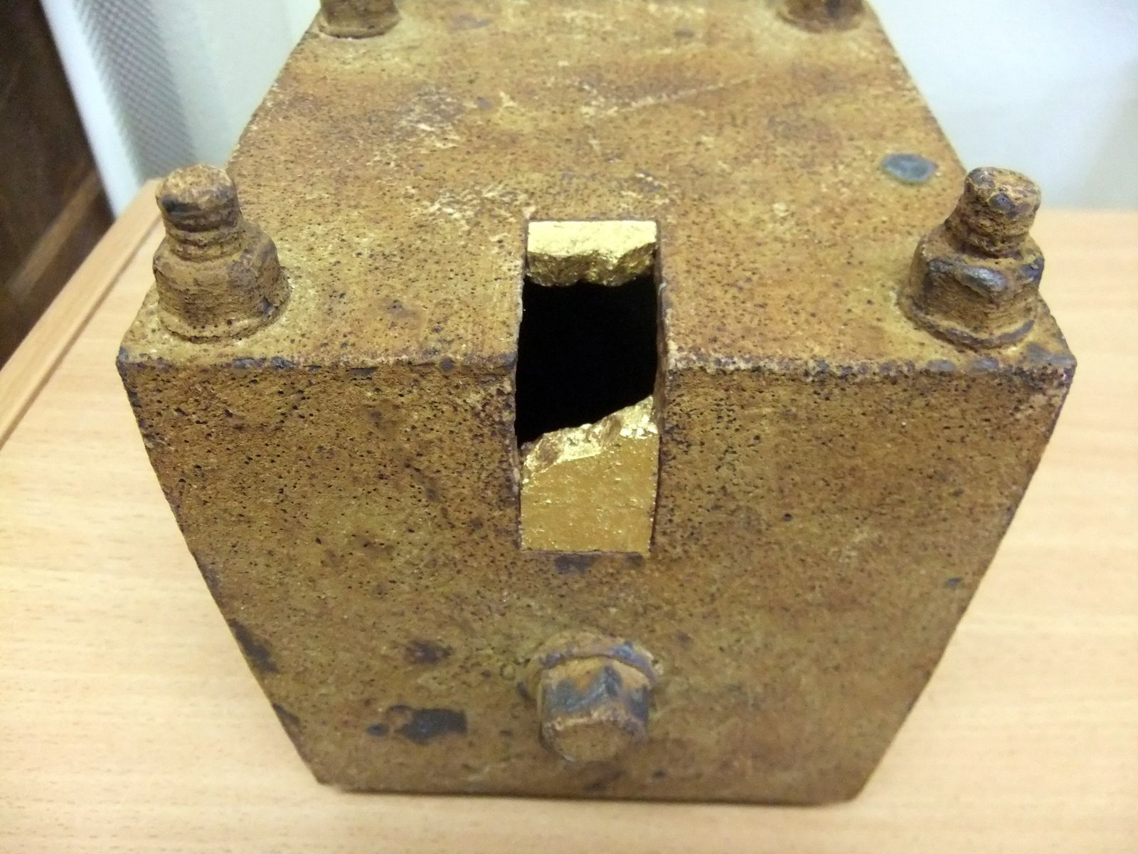 Kazuhito Satoh Slab Built Sculptural Vase Made To Look Like A Rusted Iron Container. photo for sale