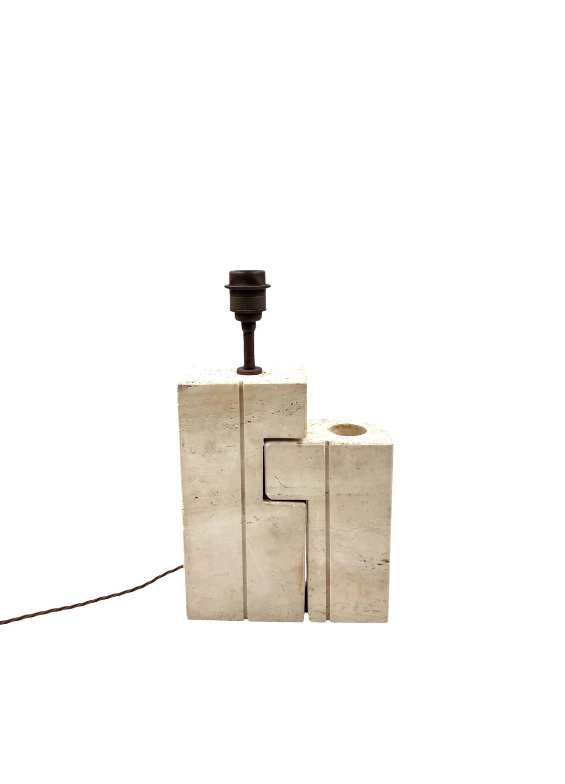 photo furniture Mid Century Modern Travertine Sculptural Table Lamp, Giulio Cesari, Nucleo Sormani, Italy 1960s