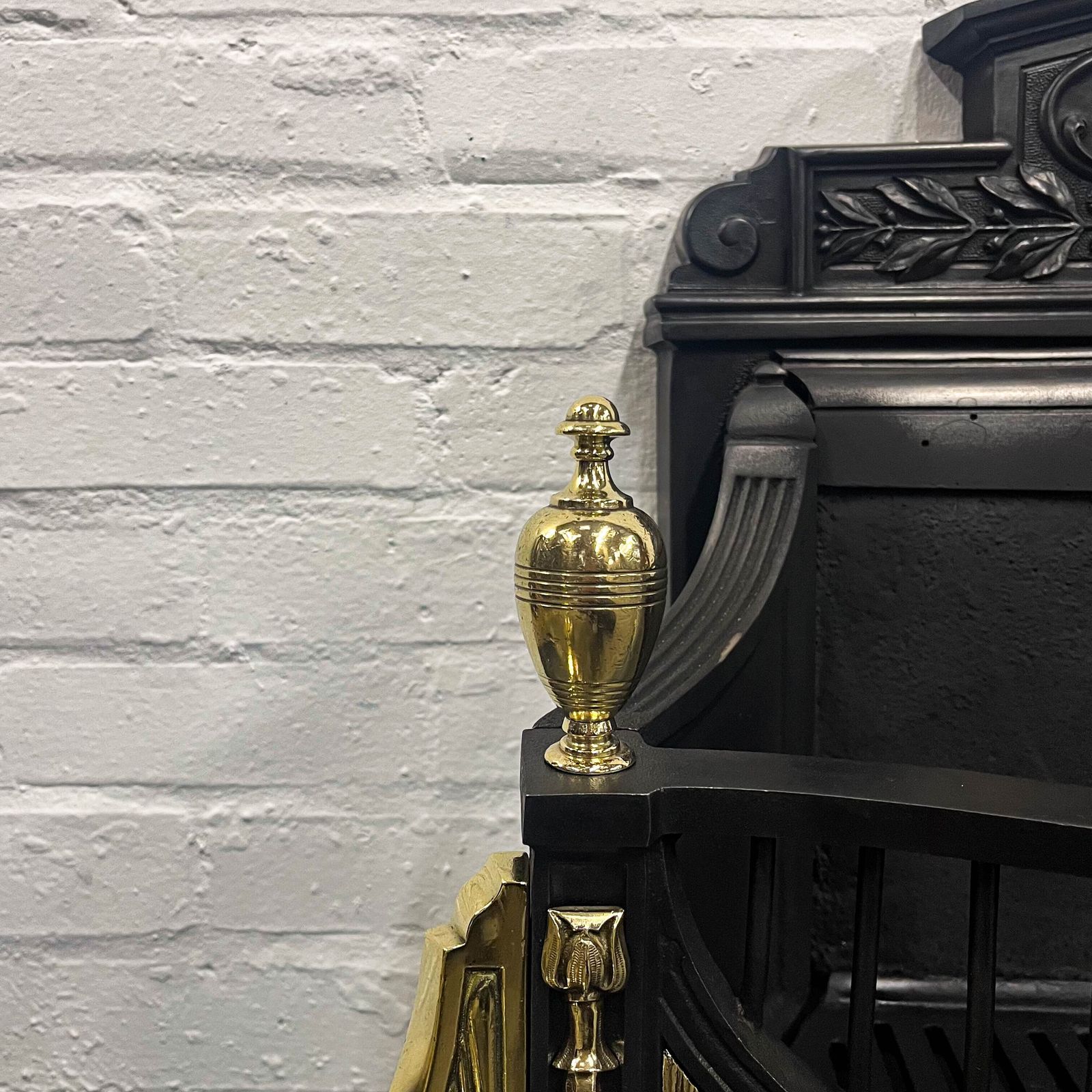 Antique Victorian Cast Iron And Brass Fire Basket photo 3800.0