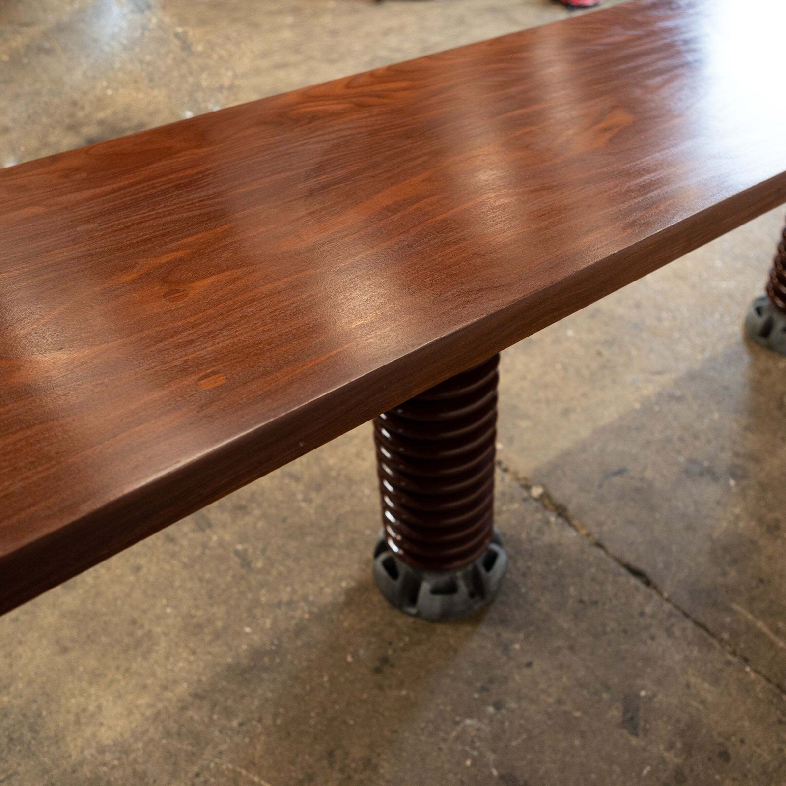 Furniture 3.5m Long Table With Afrormosia Wood Top & Electrical Insulator Legs photo