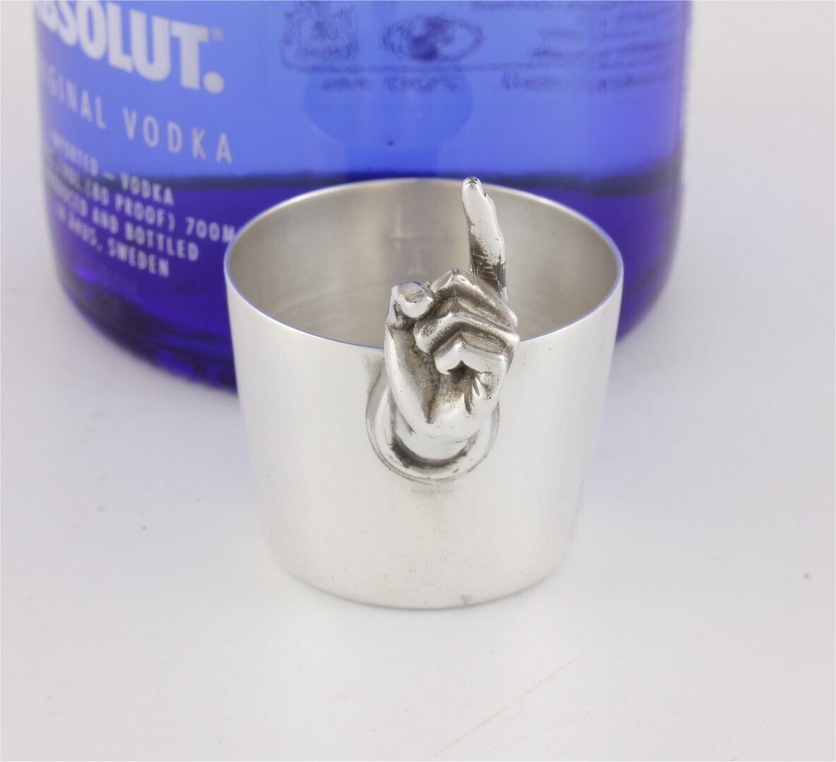 155.0 Silver Plate One Finger 1oz Spirit Measure Jigger. Napier Co. USA. C1950. photo