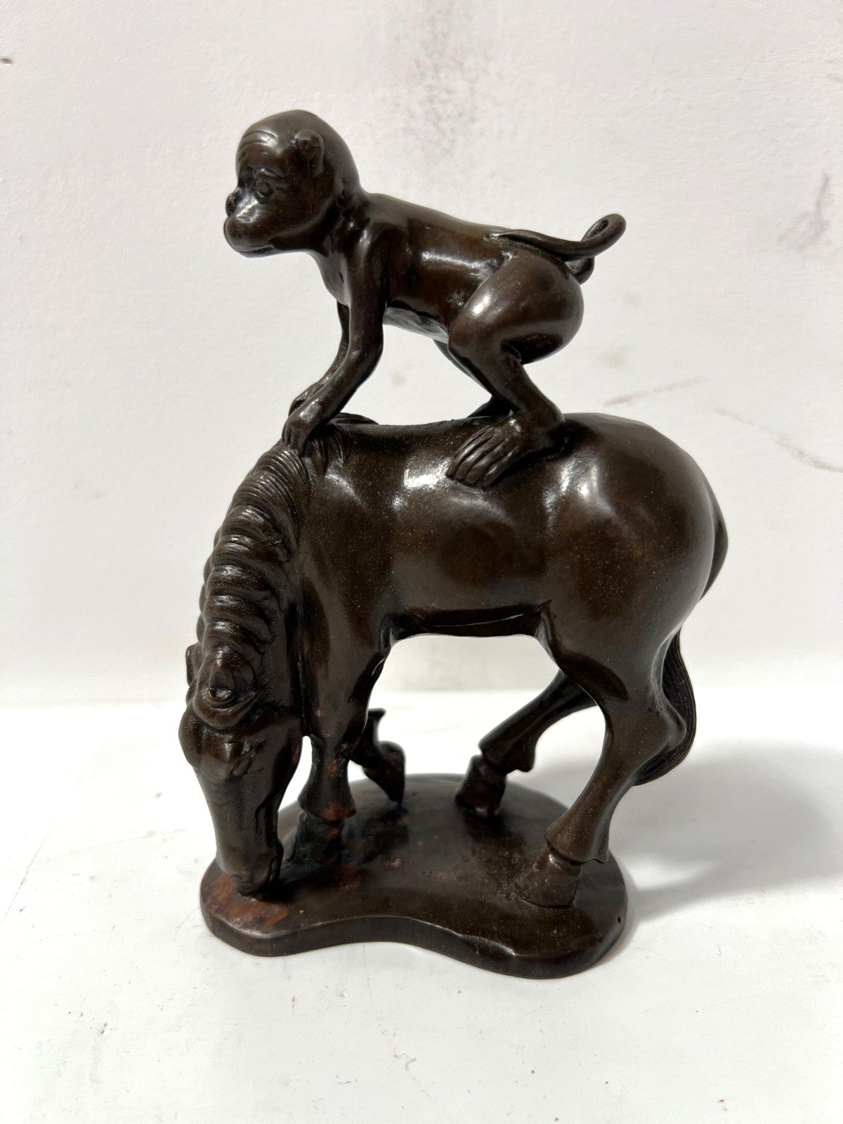 "The Horse And The Monkey" Bronze Group With Brown Patina 20th Century photo 312.0