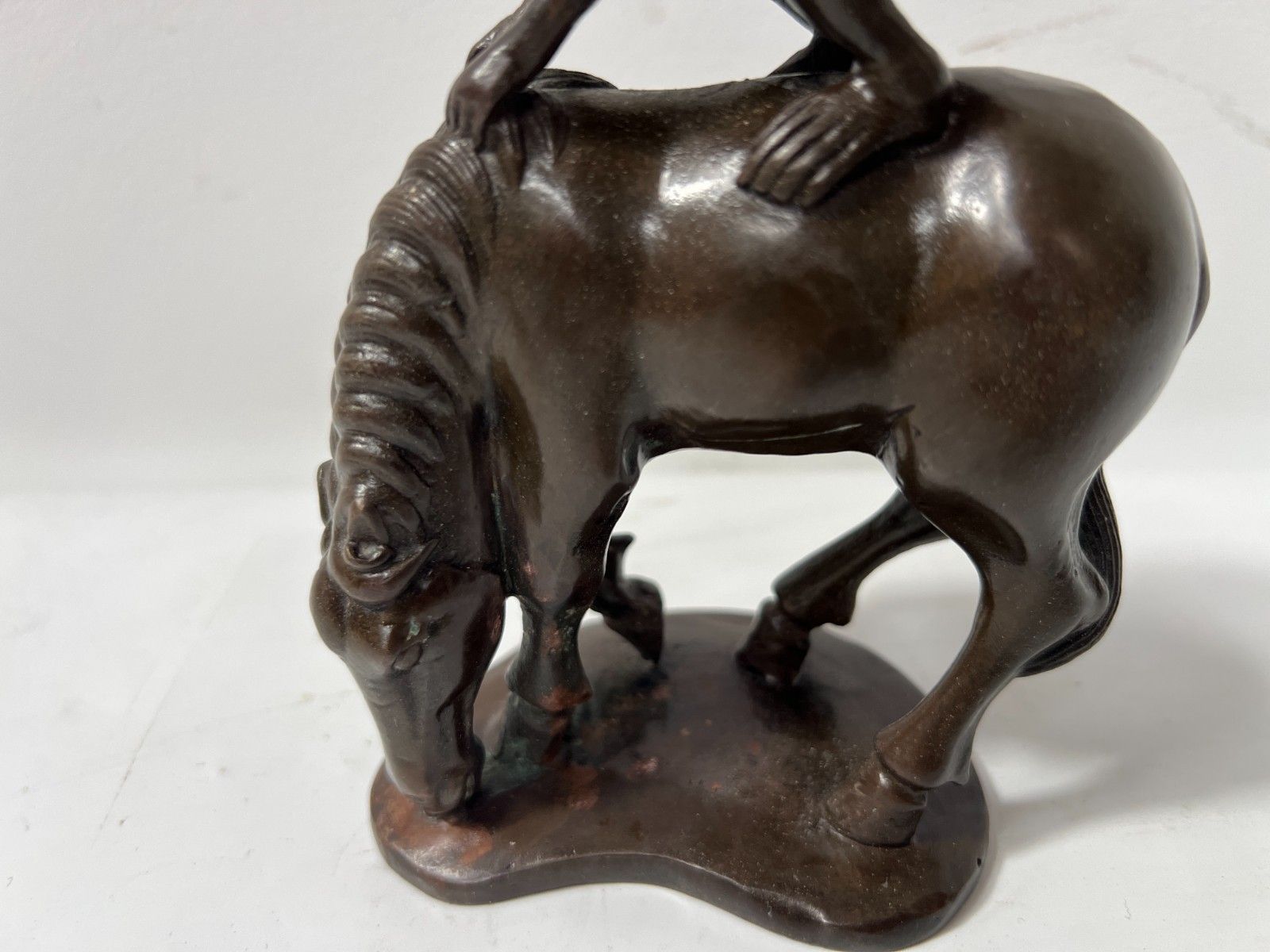 "The Horse And The Monkey" Bronze Group With Brown Patina 20th Century photo vintage