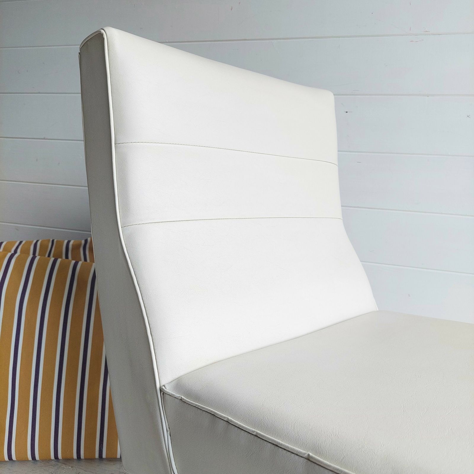 Mid Century Scandinavian Danish Style Teak And Vinyl Lounge Chair , Bedroom Cocktail Chair, 1960s photo buy