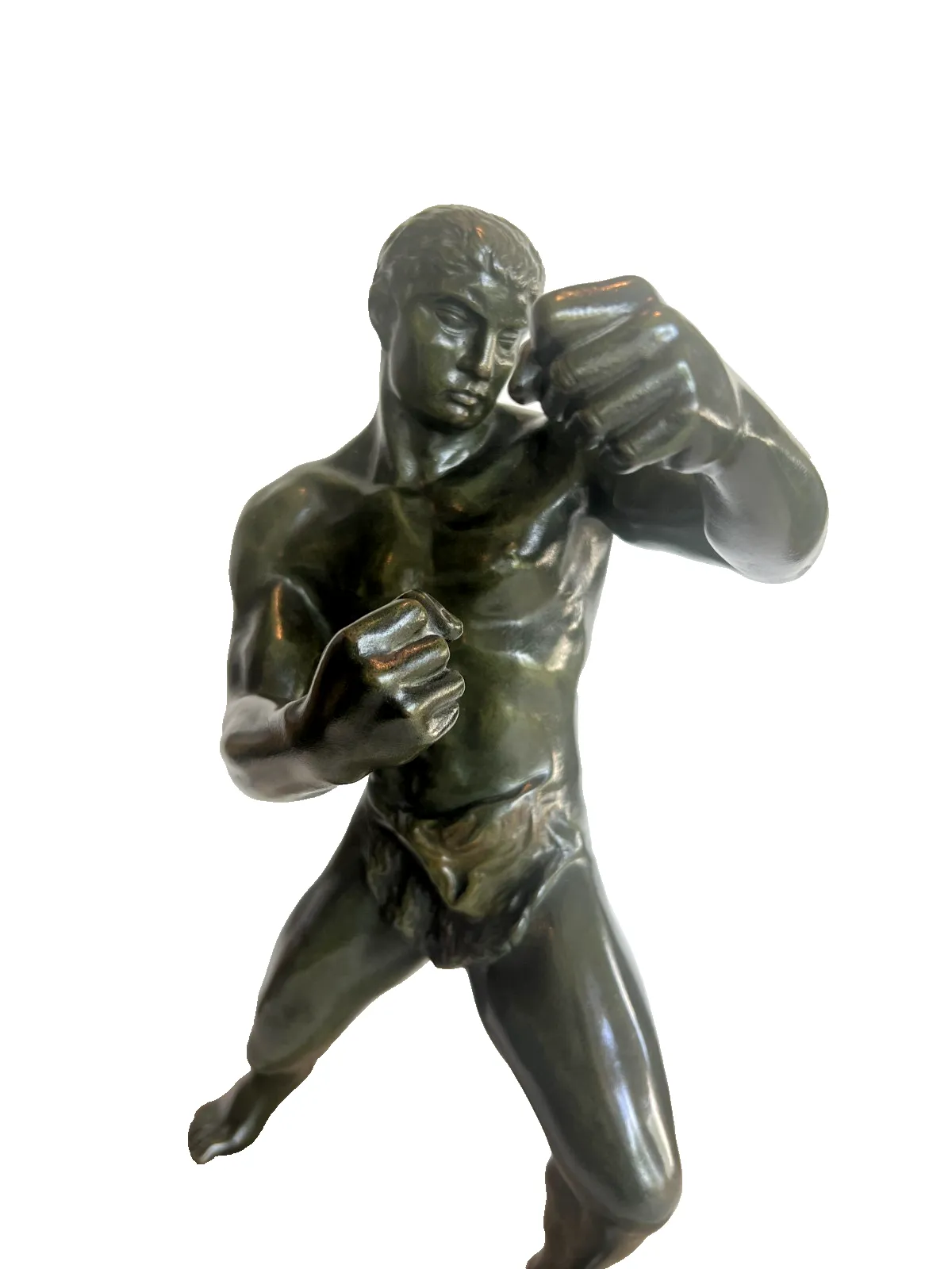 "The Boxer" Bronze Group With Patina Brown Green 20th Century photo for sale