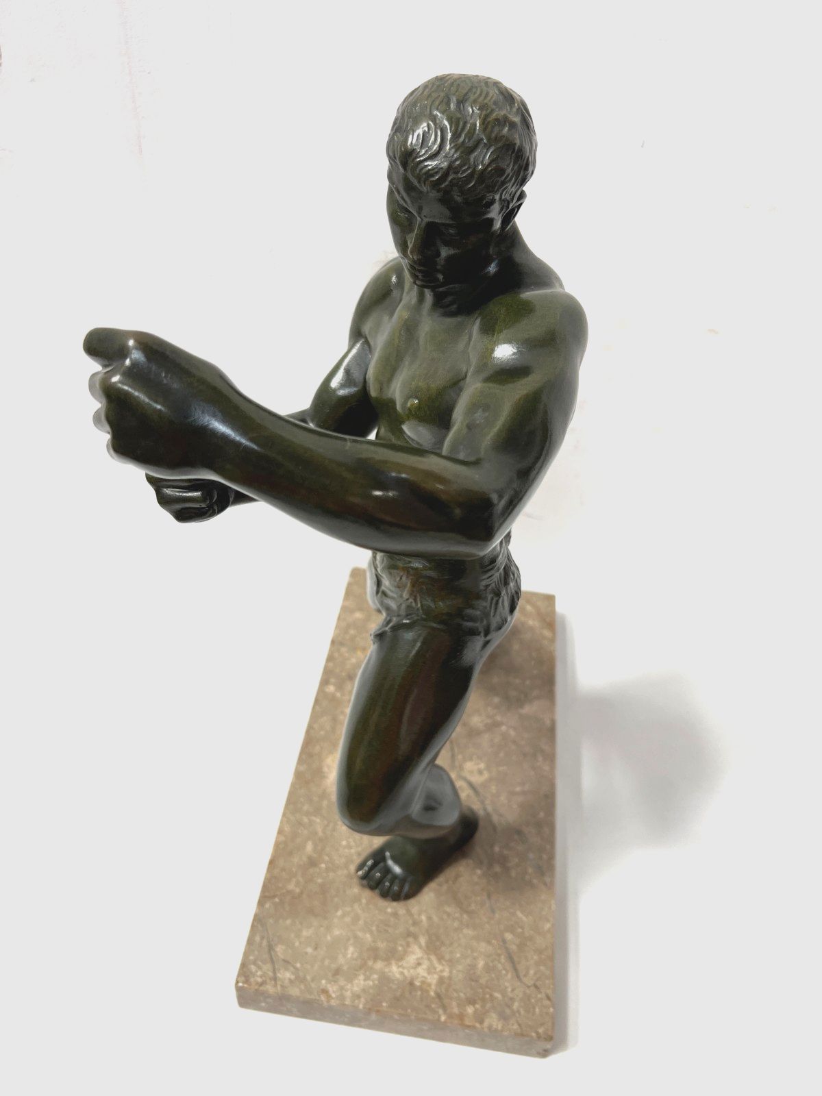 photo buy "The Boxer" Bronze Group With Patina Brown Green 20th Century