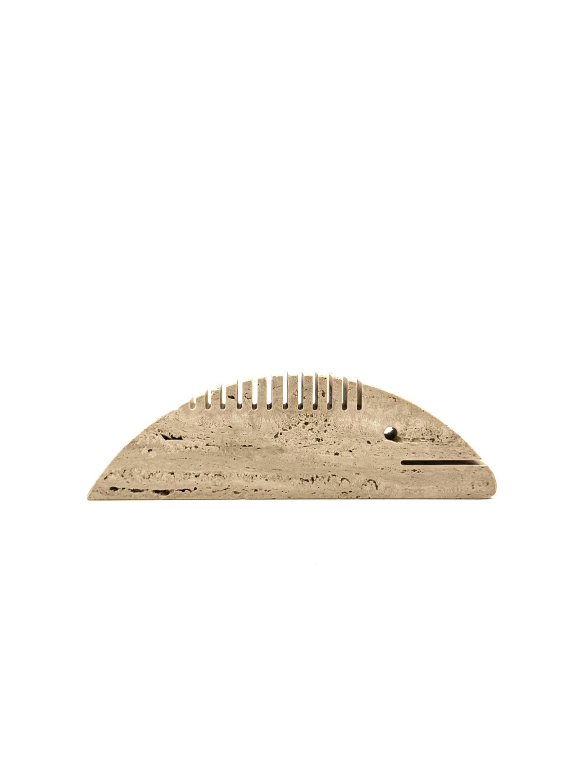 Brutalist Travertine Fish Shaped Desk Organizer/ Figure, Enzo Mari F.Lli Mannelli, Italy, 1970s