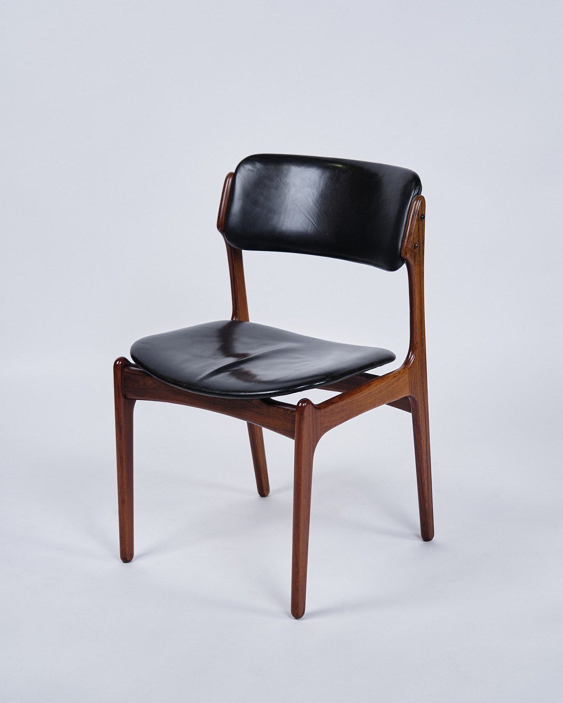 Set Of Six Dining Chairs – Erik Buch – Model Od49 – Rosewood & Black Leather – Od Furniture – 1950s photo Furniture