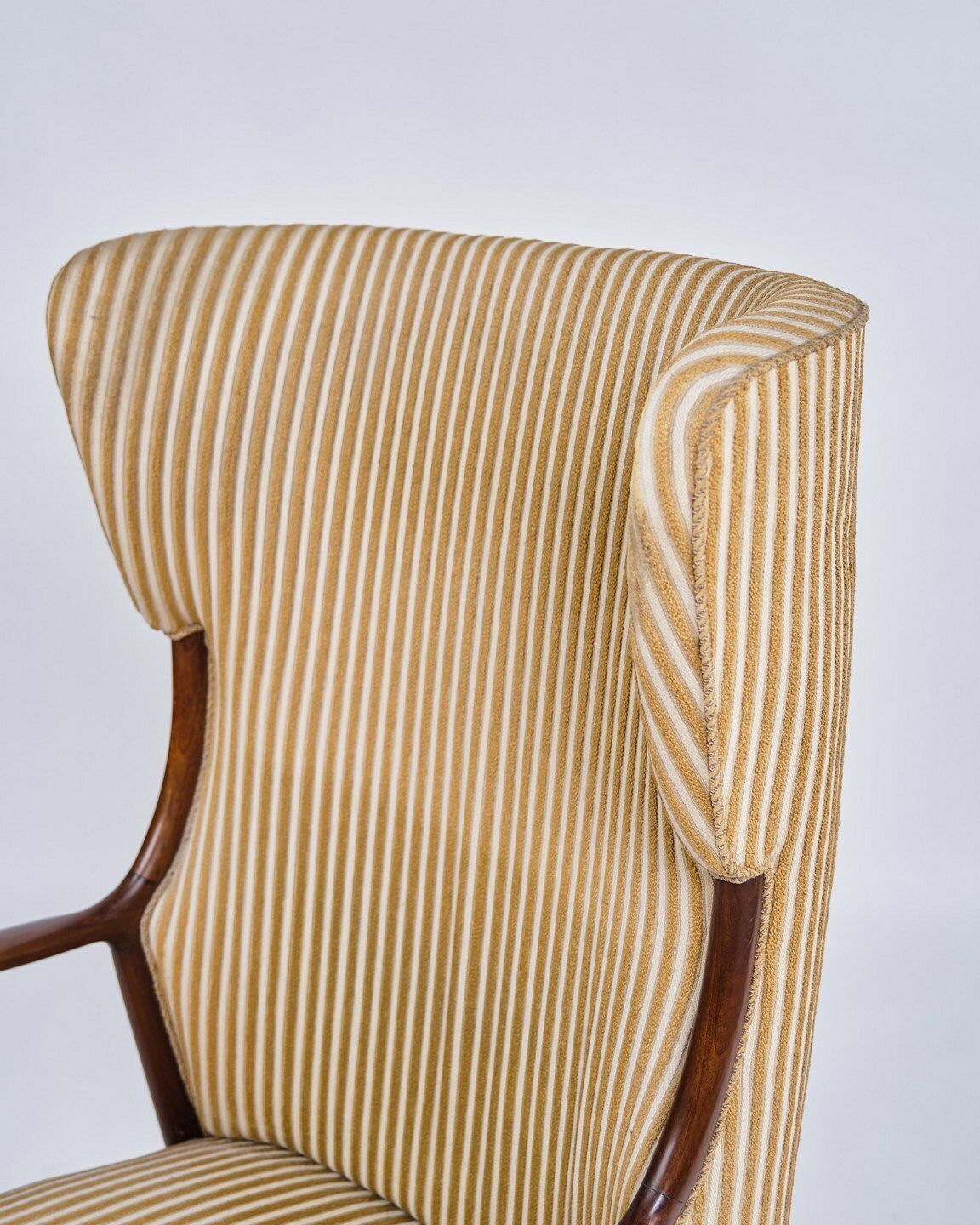 Earflap Chair   Rosewood   Carpenter's Work   Striped Fabric   1930s photo 3750.0