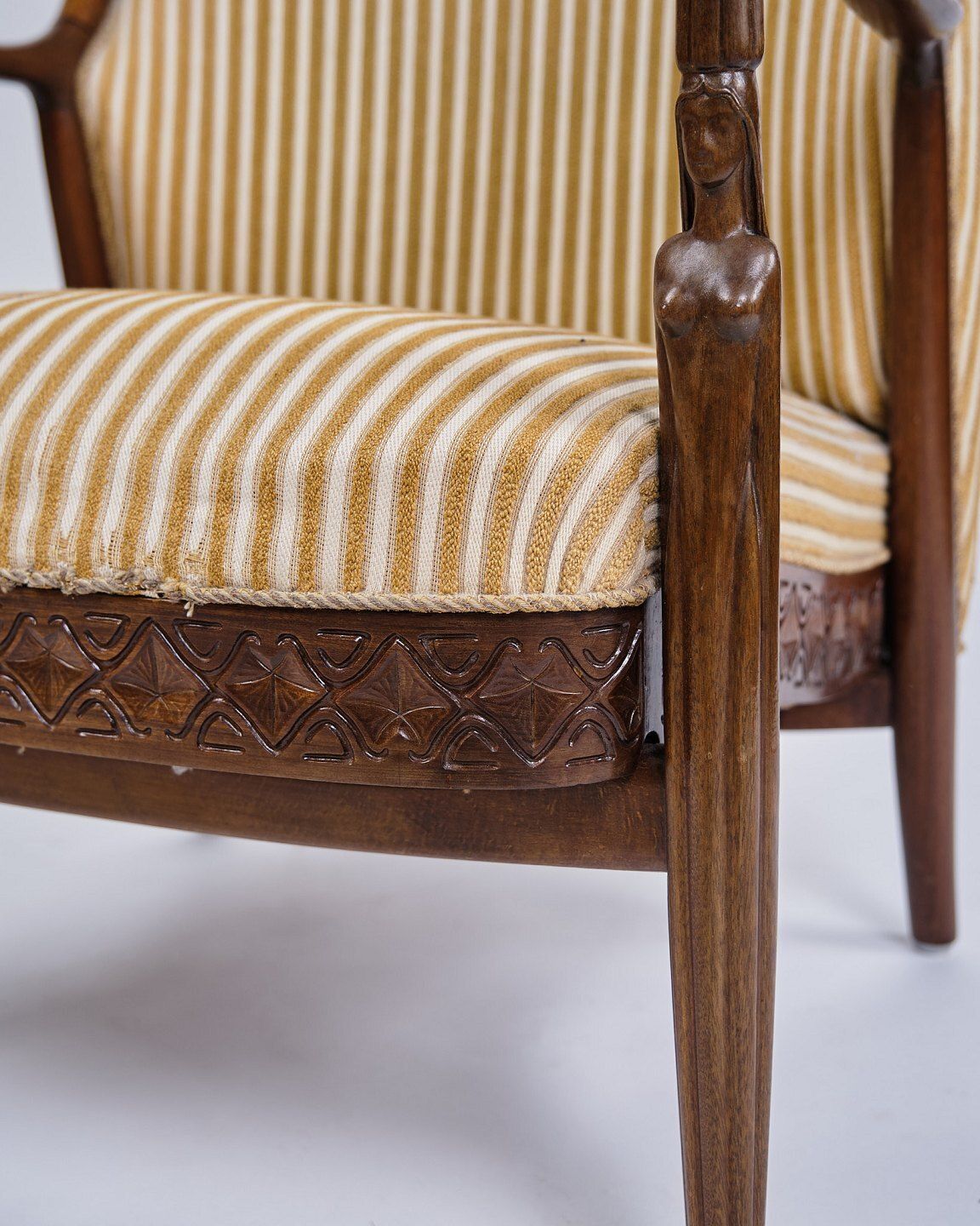 Earflap Chair   Rosewood   Carpenter's Work   Striped Fabric   1930s photo buy
