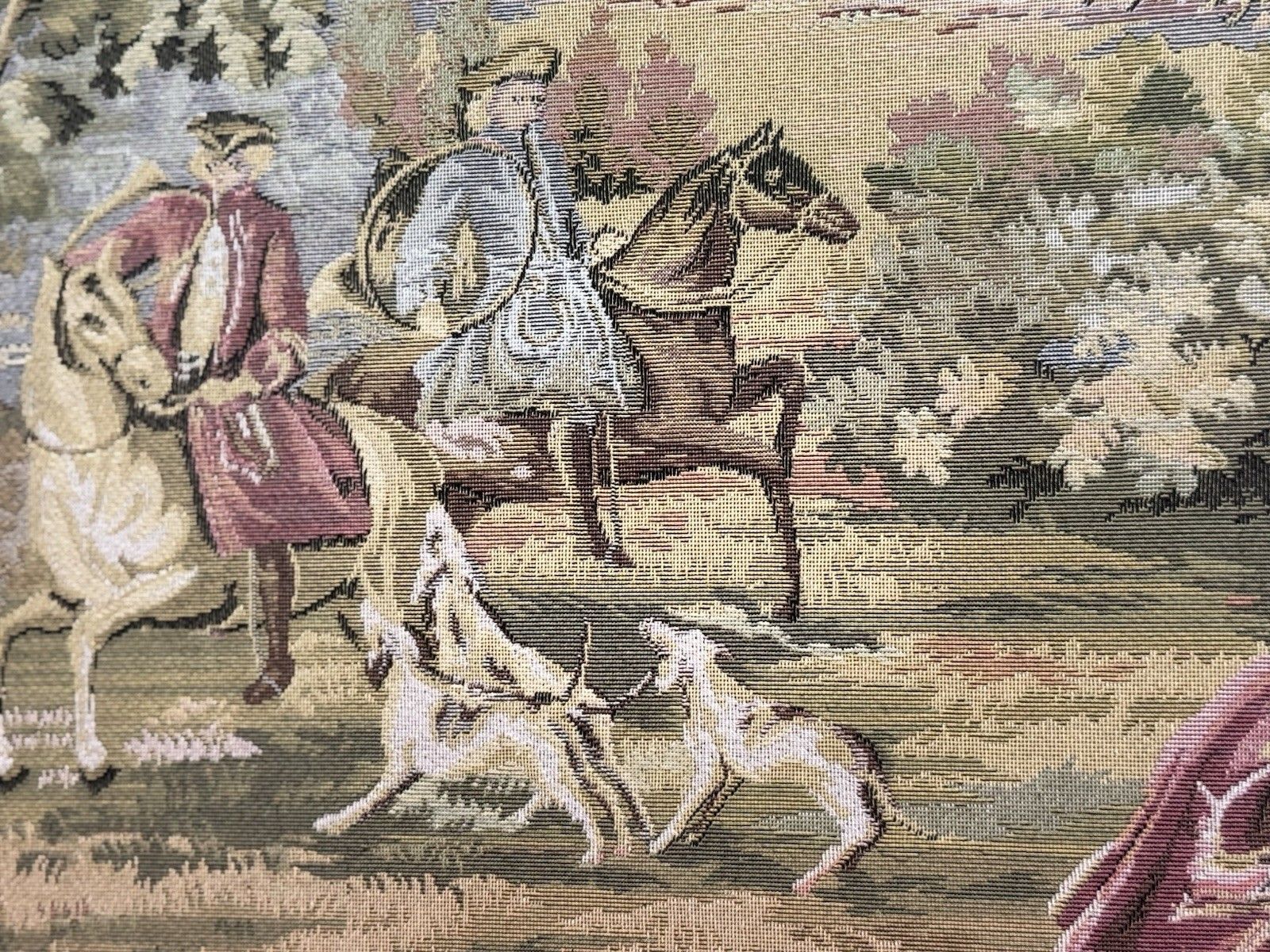photo furniture Louis XV Style 18th Century Aristocratic Pursuit Of The Hunt Tapestry. Framed