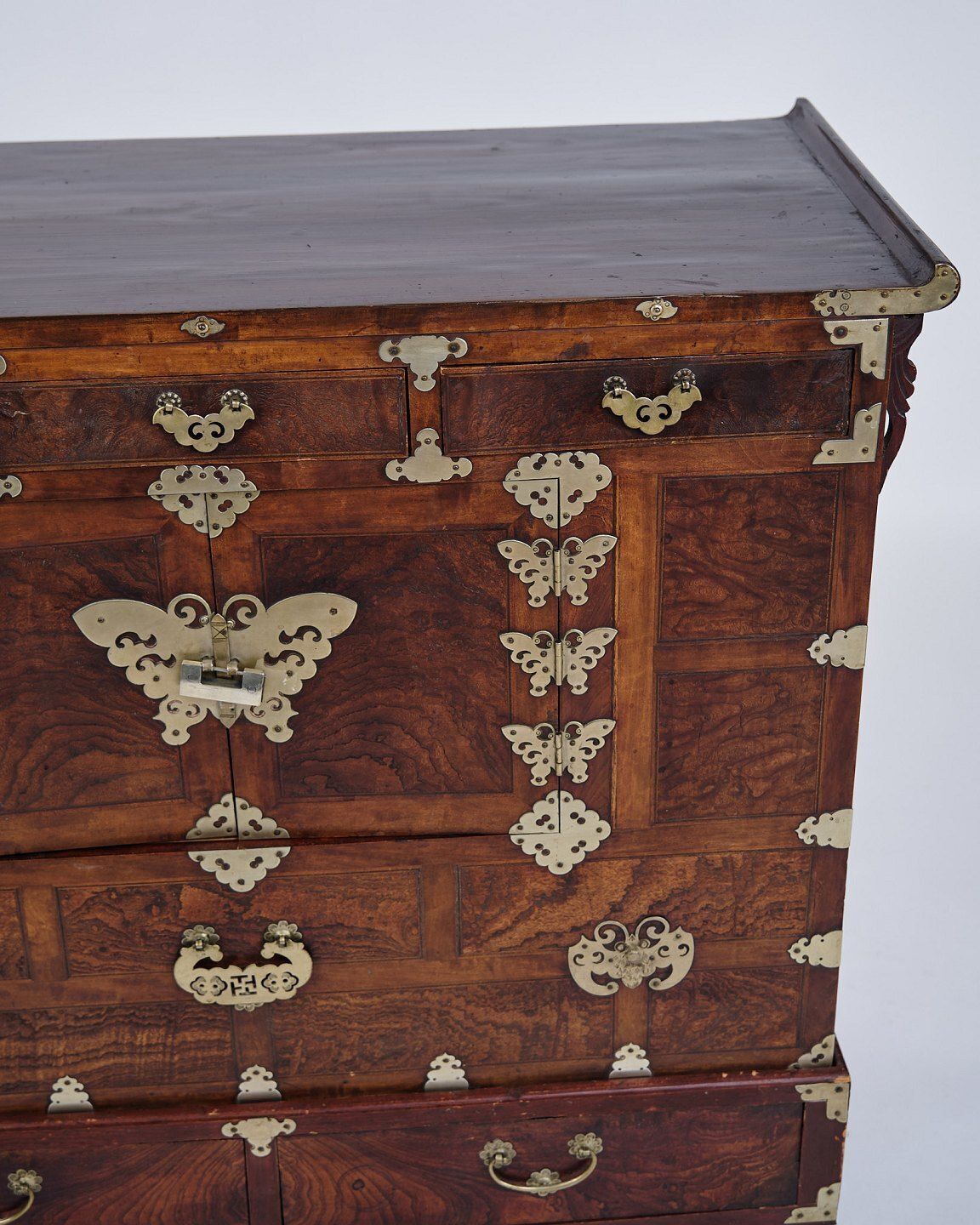 Antique Korean Bandaji Chest/Dresser   Wedding Chest   Dark Wood & Brass   Joseon Dynasty   1900s photo furniture