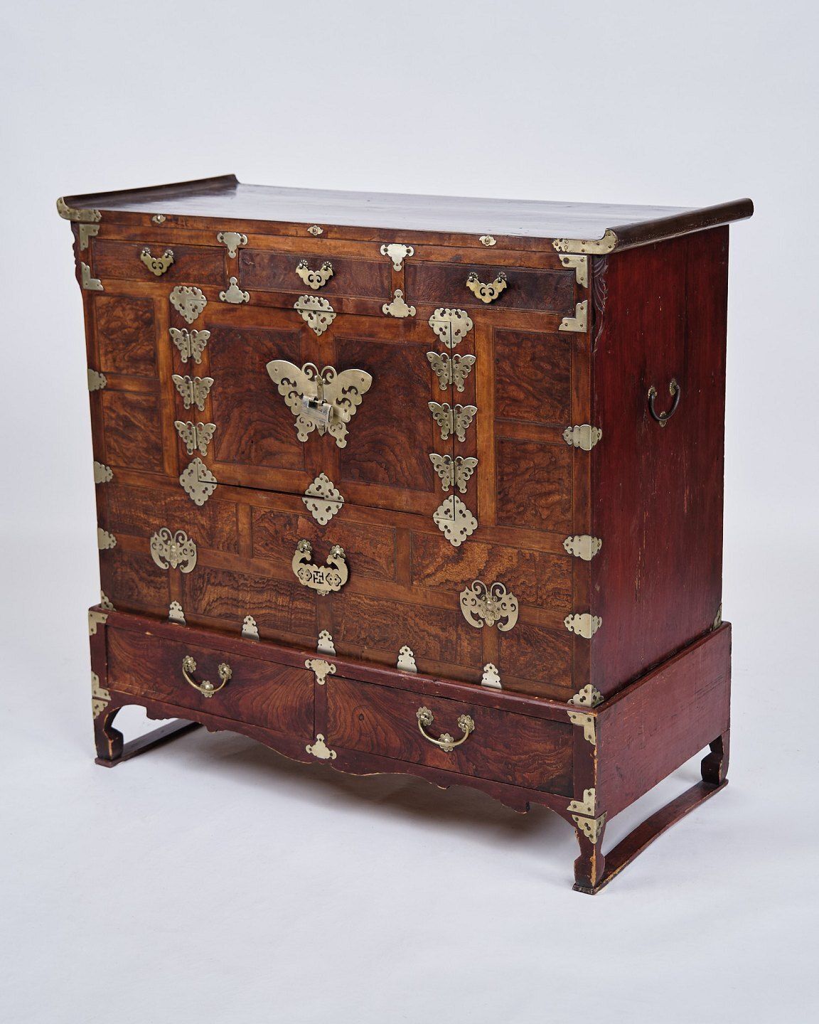 Antique Korean Bandaji Chest/Dresser   Wedding Chest   Dark Wood & Brass   Joseon Dynasty   1900s photo vintage