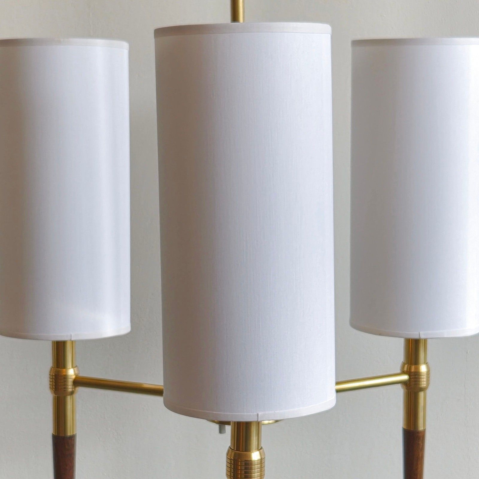 Lighting Vintage 1950s House Arlus Brass & Wood Varnish Floor Lamp 50s Retro 1950s photo