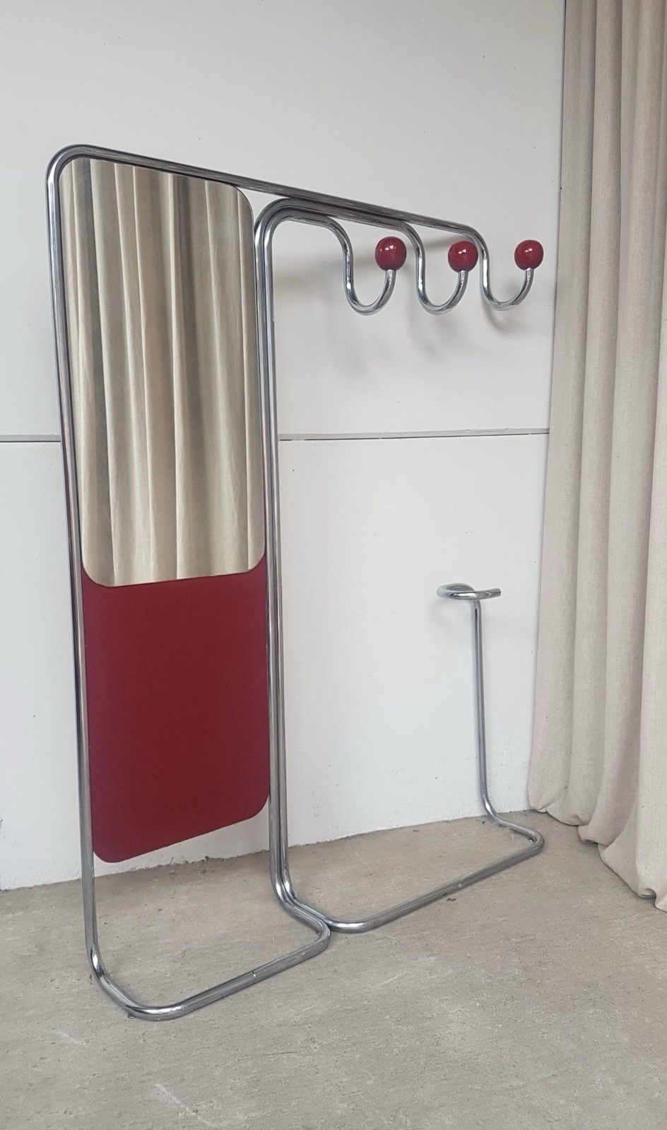 Vtg Mid Century Hallway Entranceway Coat Rack Mirror Bauhaus Danish R930