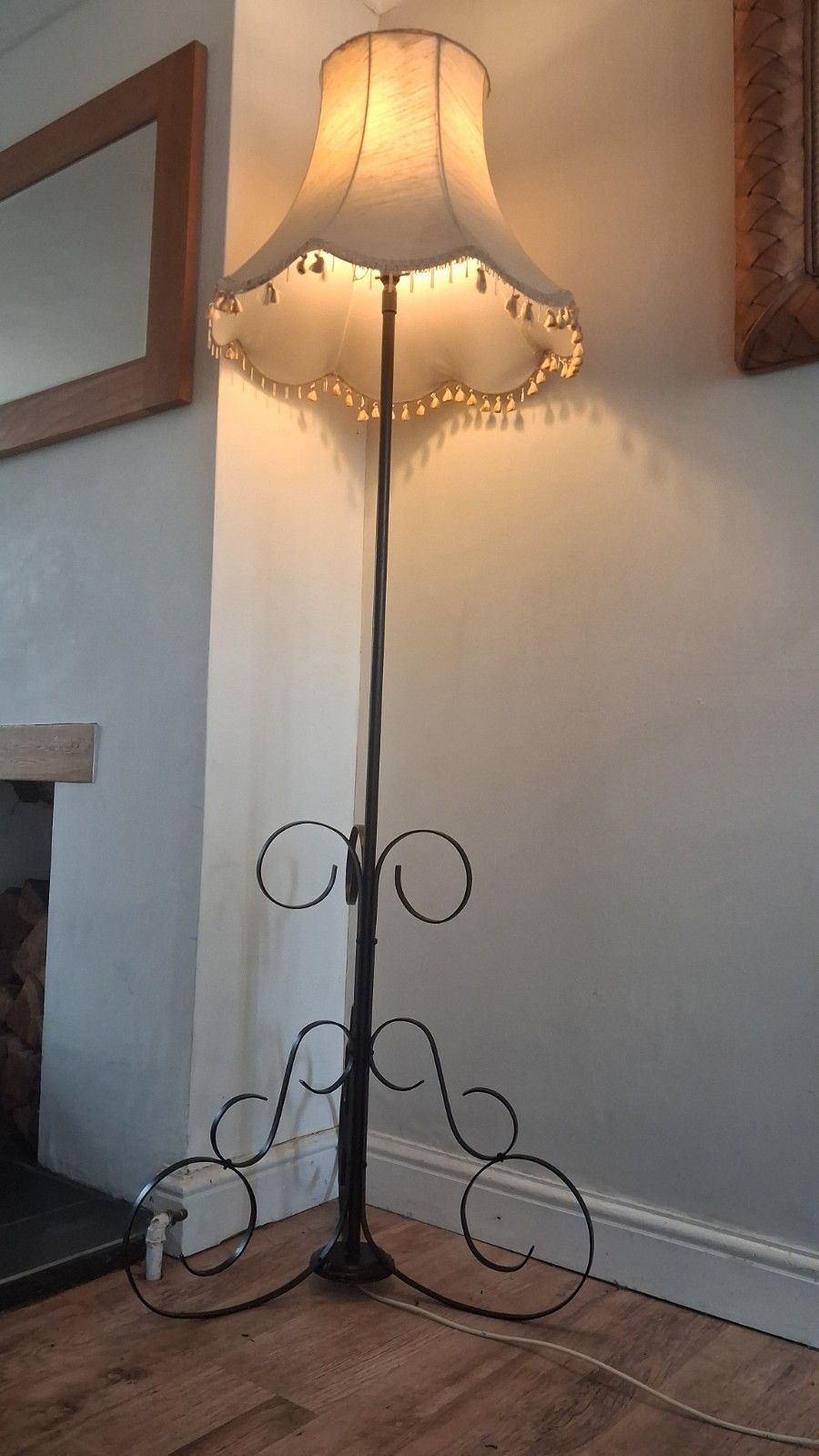 1960's French Mid Century Wrought Iron Standard /Floor Lamp photo vinterior