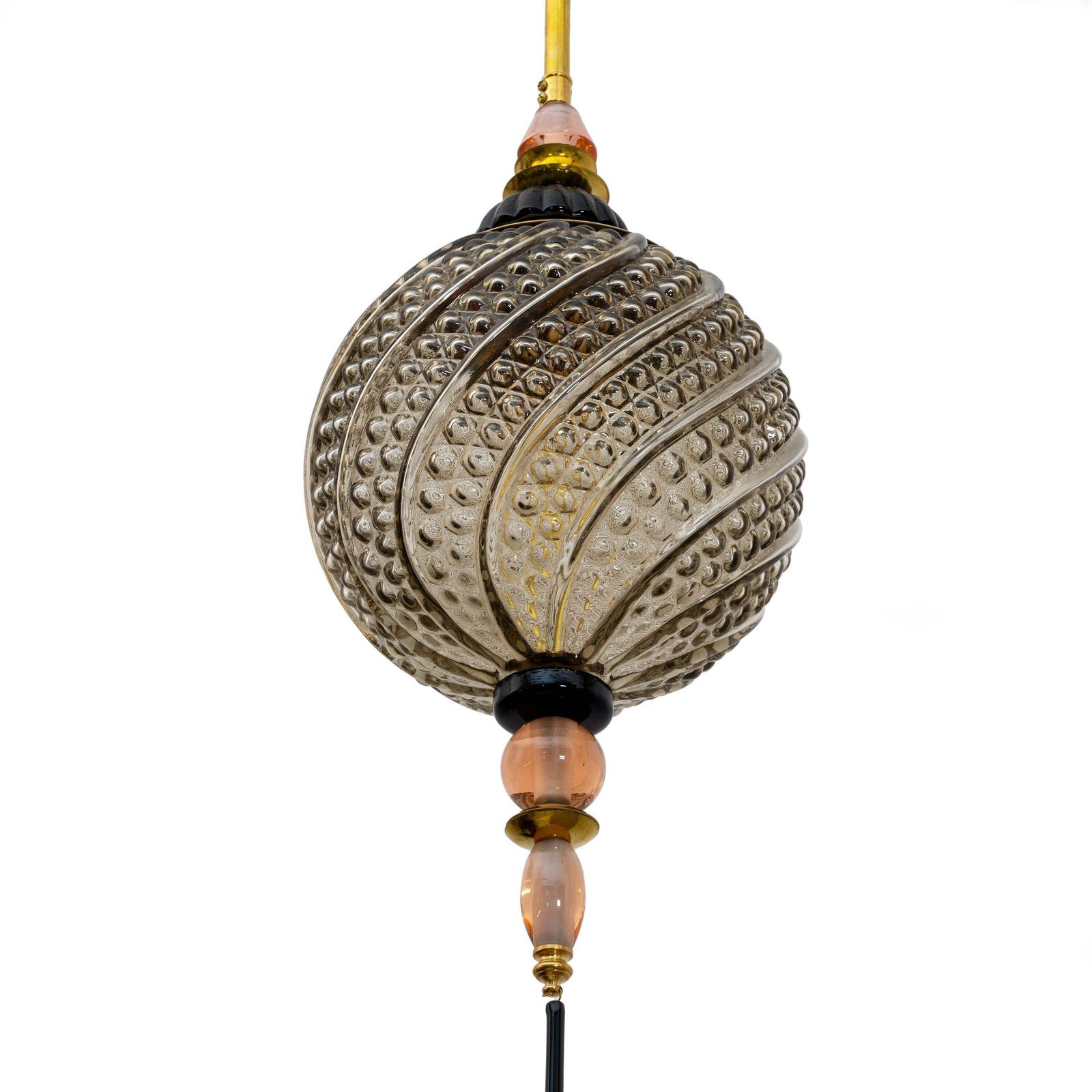 Blown Murano Glass And Brass Pendant Lamp photo for sale