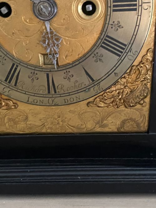 A Very Fine Early 18th C  Richard Rooker Ebonised Double Fusee Bracket Clock And Bracket