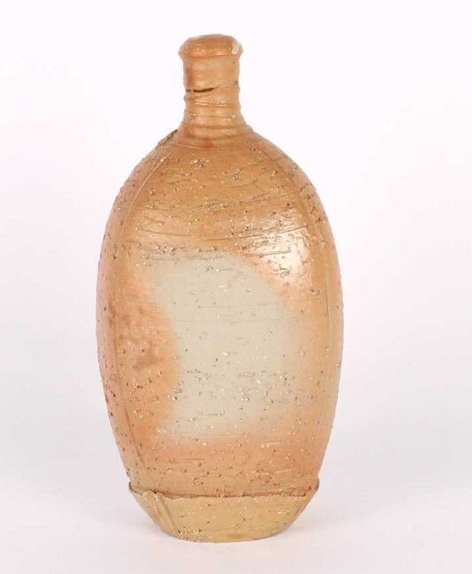 Tall Stoneware 'Bizen' Bottle By Hugh West