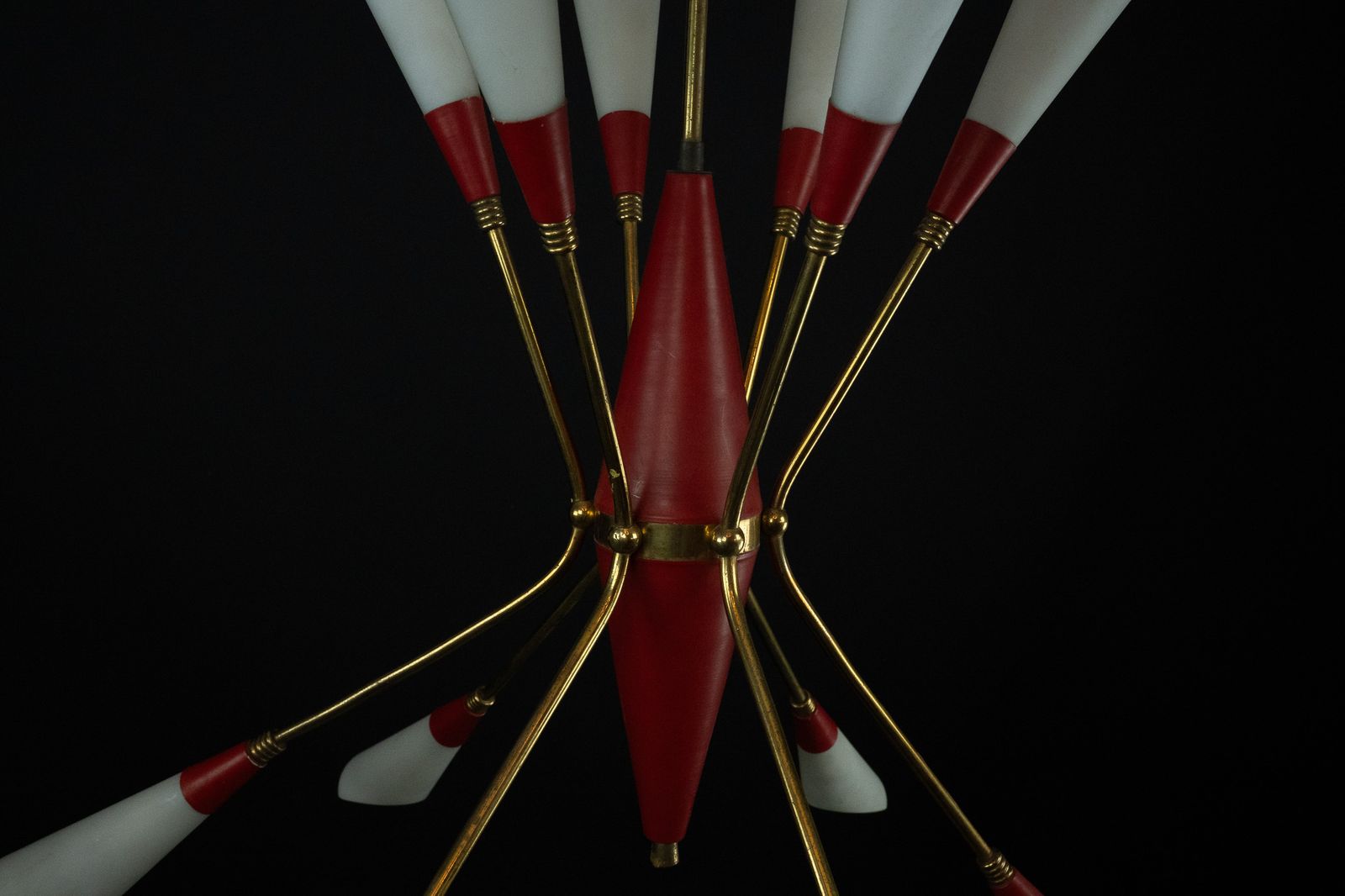 Mid Century 12 Lights Chandelier In The Manner Of Stilnovo. Italy 1950s photo buy