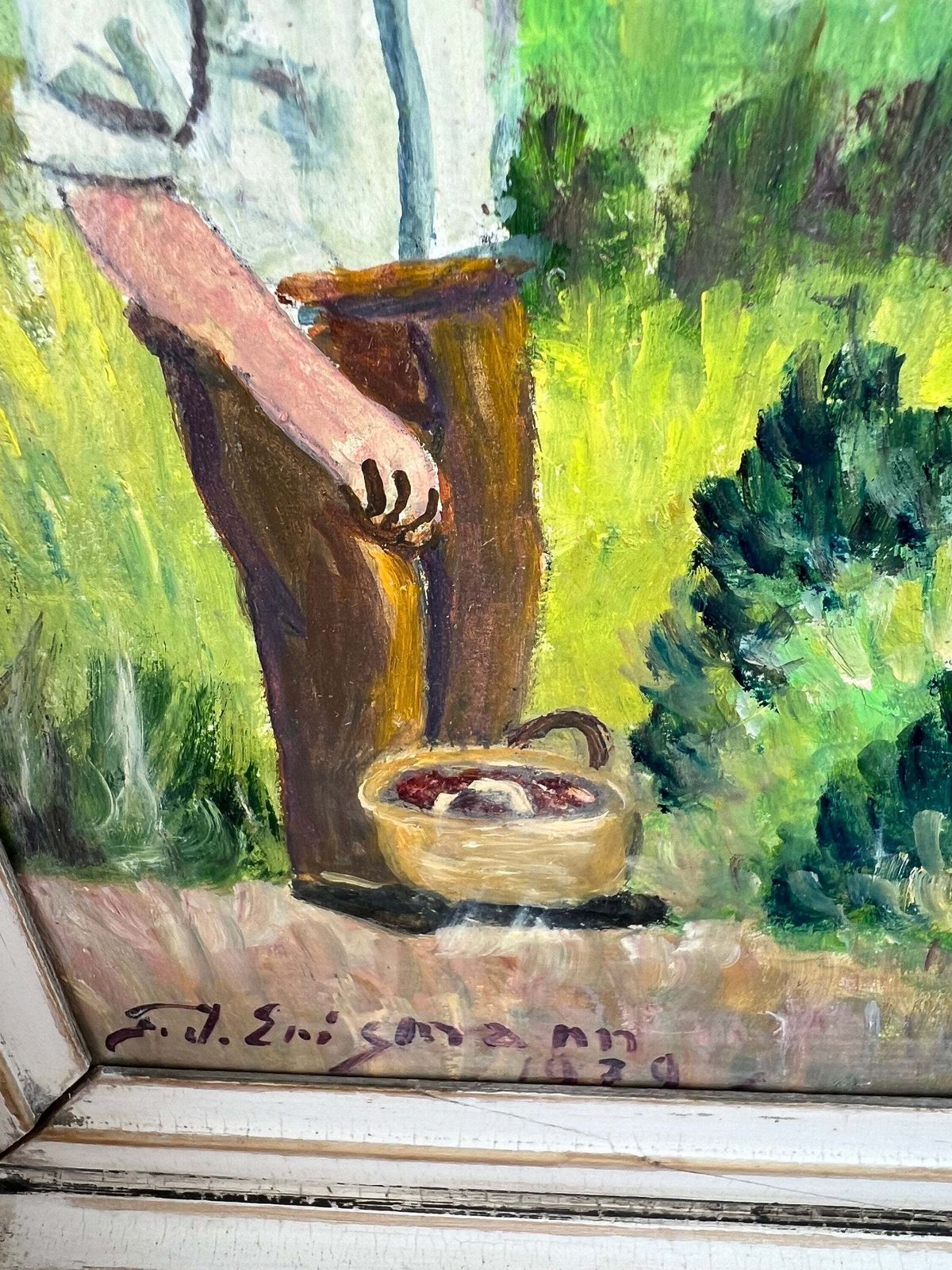 Vintage Swiss Folk Art Oil Painting: Signed Portrait, 1939 photo buy
