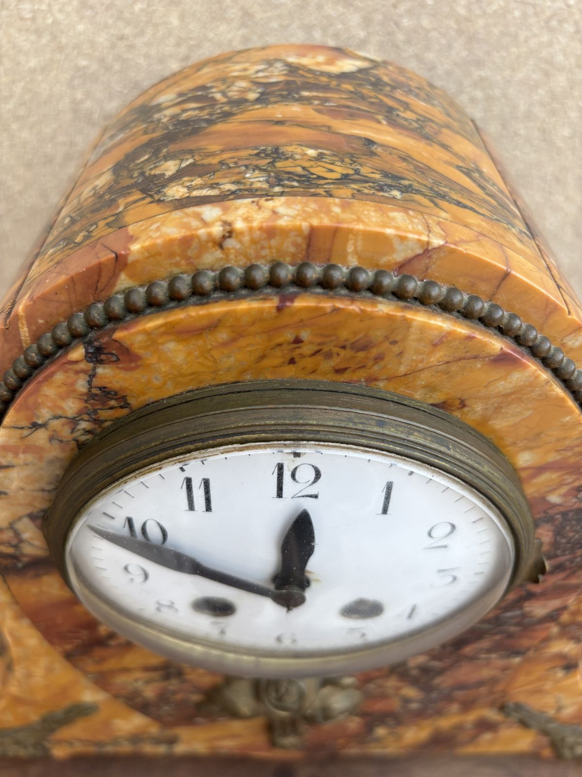 Art Deco Clock With Marble Trim, 1890s, Set Of 3 photo vinterior