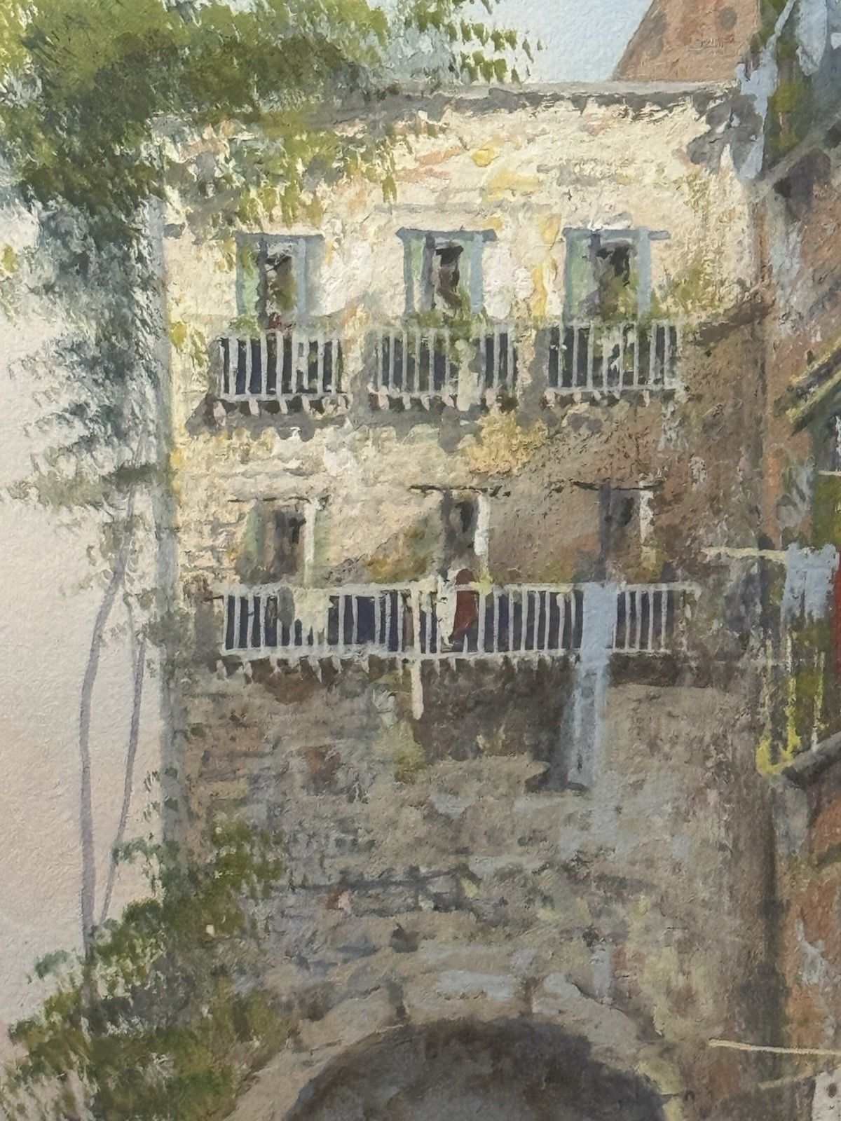 photo buy M Gianni Naples Street Scene Mt Vesuvius Italy Gouache Painting Signed Framed