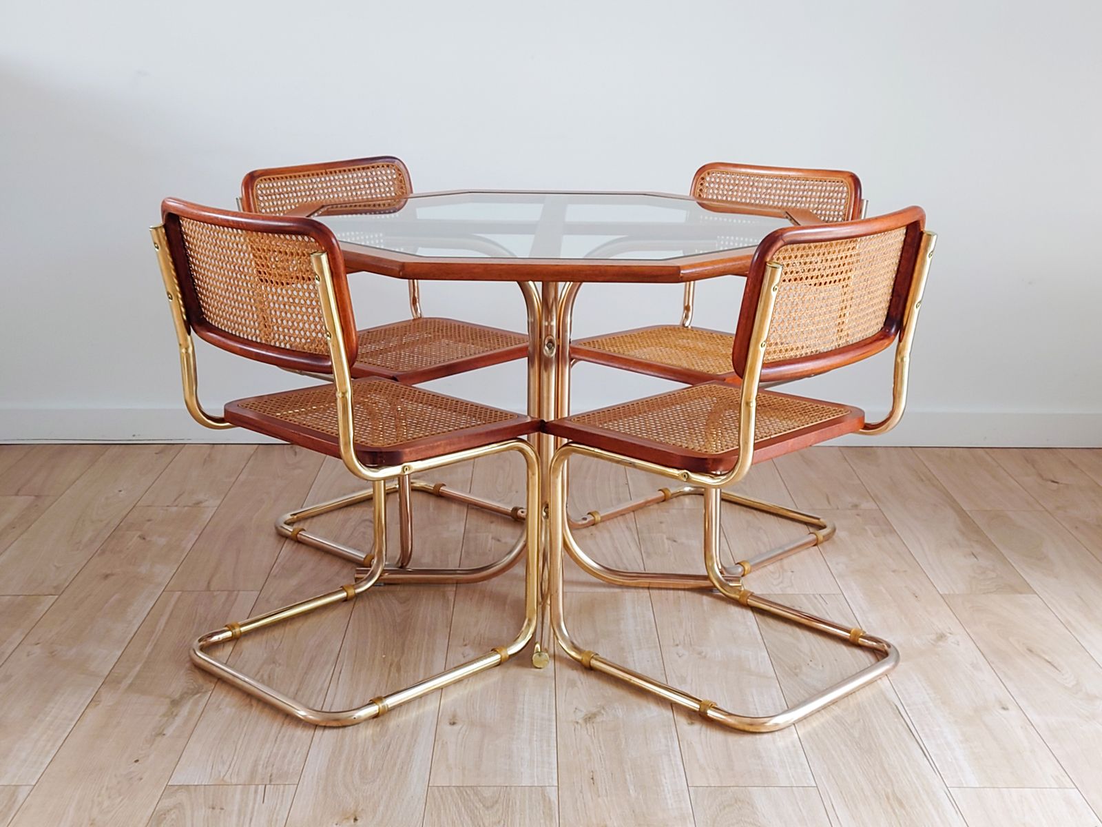 Mid Century Retro Marcel Breuer Style Italian Dining Table And Chairs photo for sale