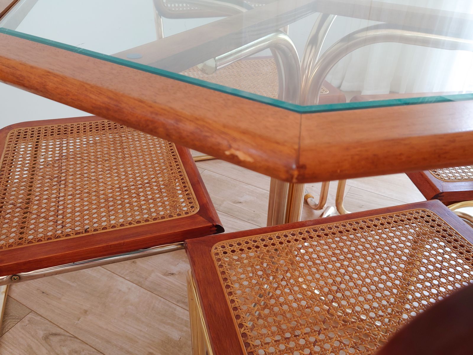 Mid Century Retro Marcel Breuer Style Italian Dining Table And Chairs photo vinterior
