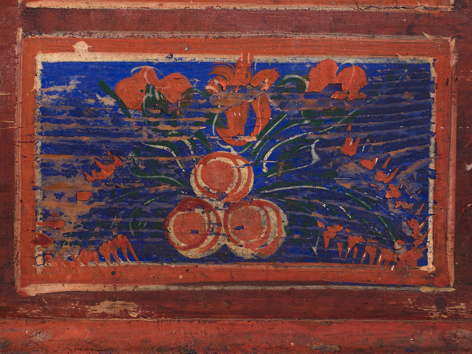 Antique Hand Painted Chest With Floral Motifs (Year 1907) #100 photo vintage