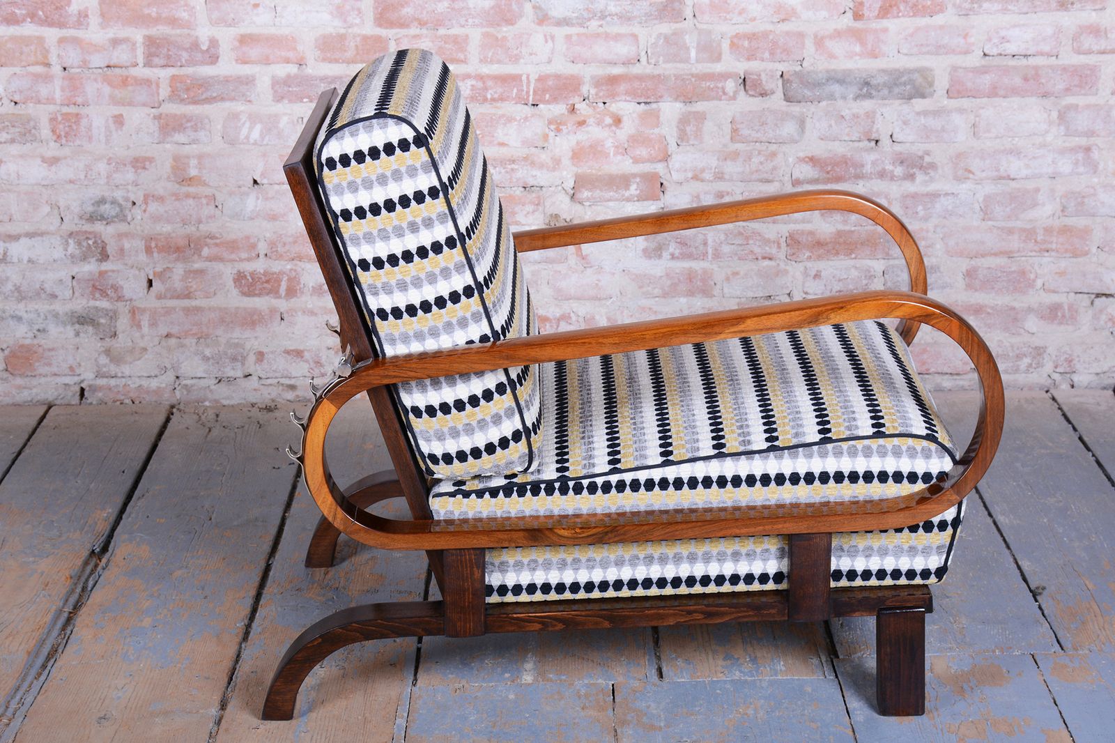 Restored Art Deco Adjustable Armchair, By J. Halabala, Up Závody, Czech. 1920s photo Furniture