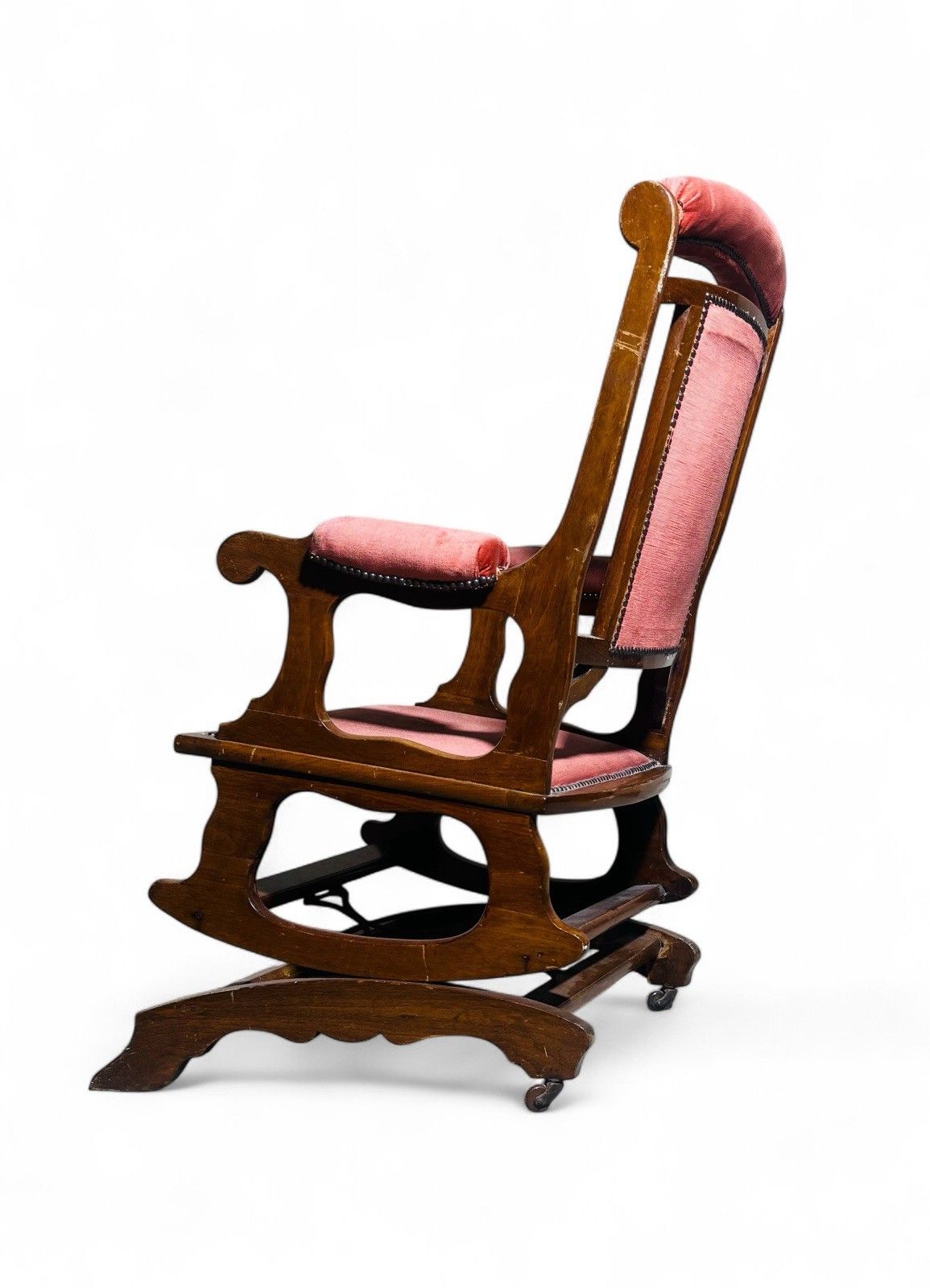 Antique Walnut Armchair American Spring Rocker C1870 Superior Quality photo 175.0
