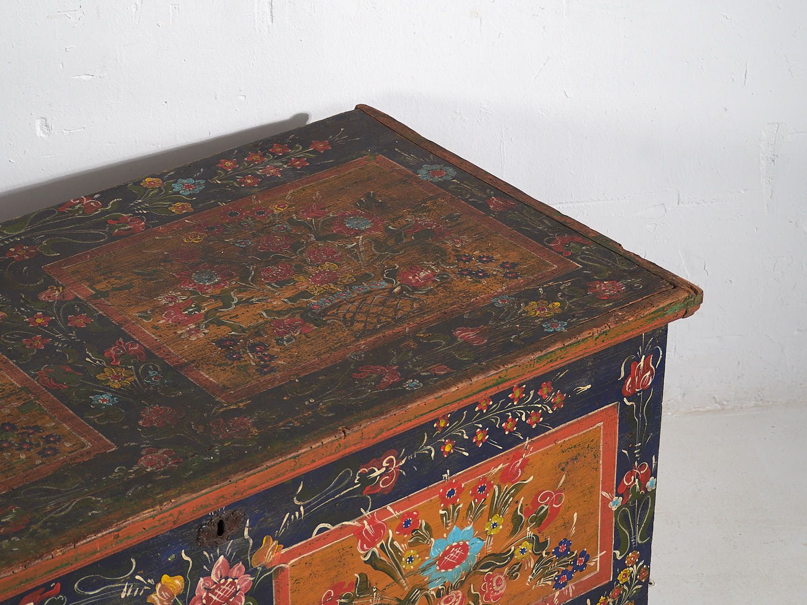 Antique Trunk With Floral Motifs (C.1870) #67 photo furniture