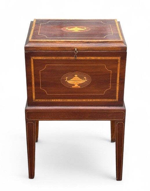 Inlaid Mahogany Wine Cellarette, Holds 12 Bottles.