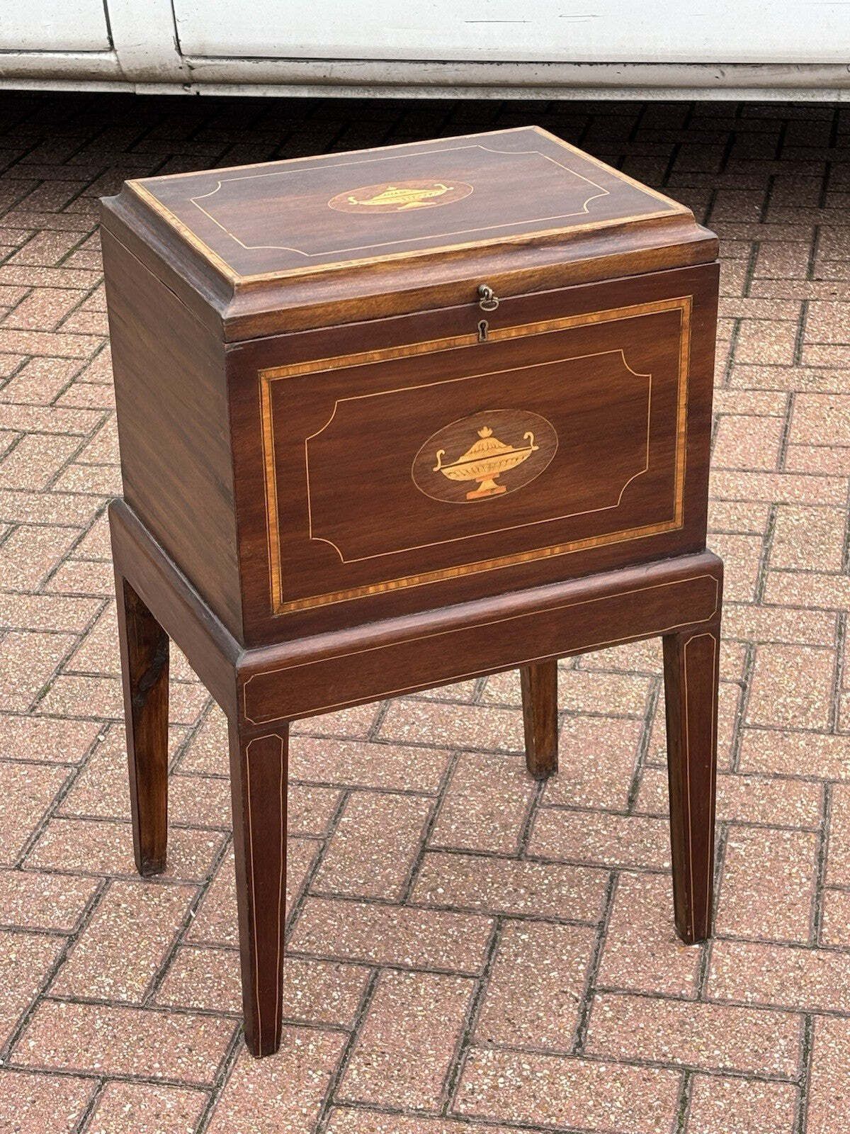 photo furniture Inlaid Mahogany Wine Cellarette, Holds 12 Bottles.