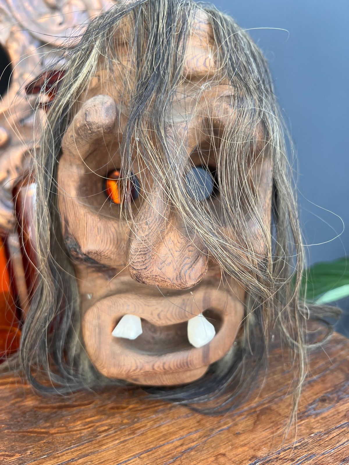 Vintage Swiss Tschäggättä Mask: Lötschental Wall Decor With Real Hair photo furniture