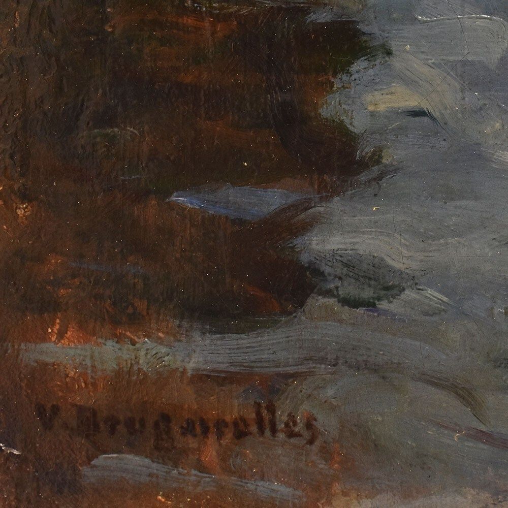photo furniture Marine Painting, Venice With Gondola, Angelo Pisani, XX Century.
